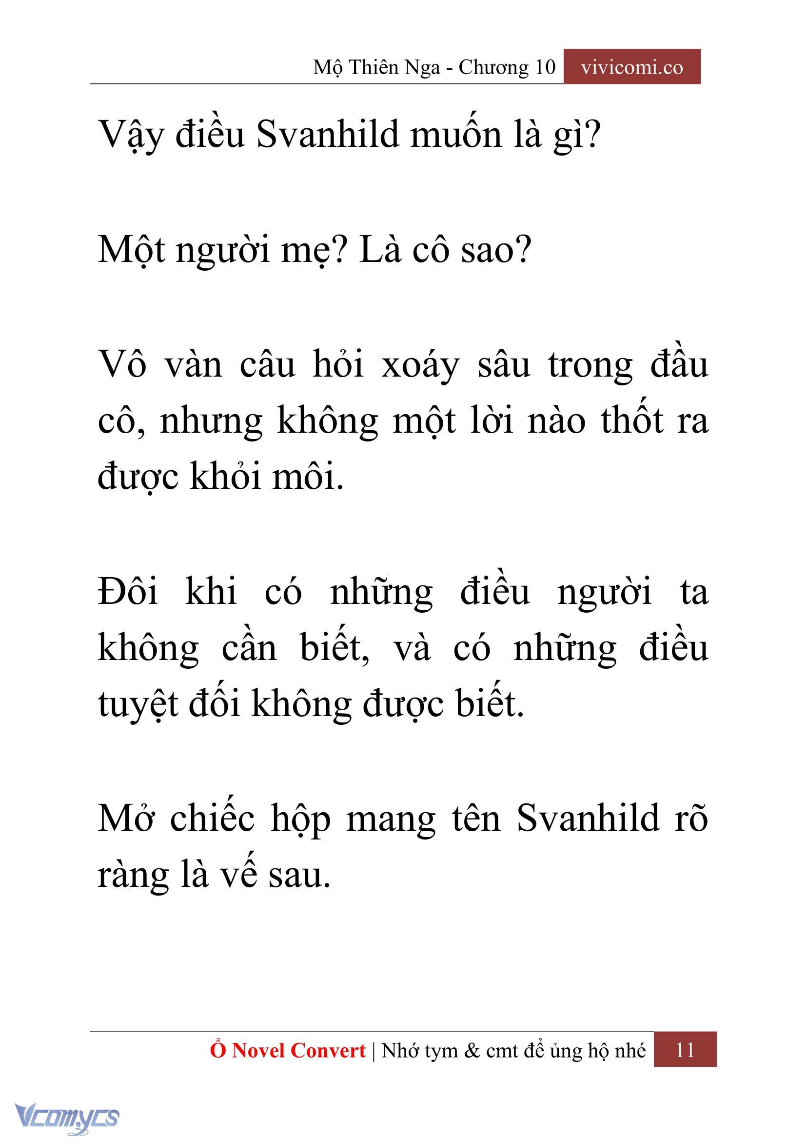 [Novel] Mộ Thiên Nga Chap 10 - Next 