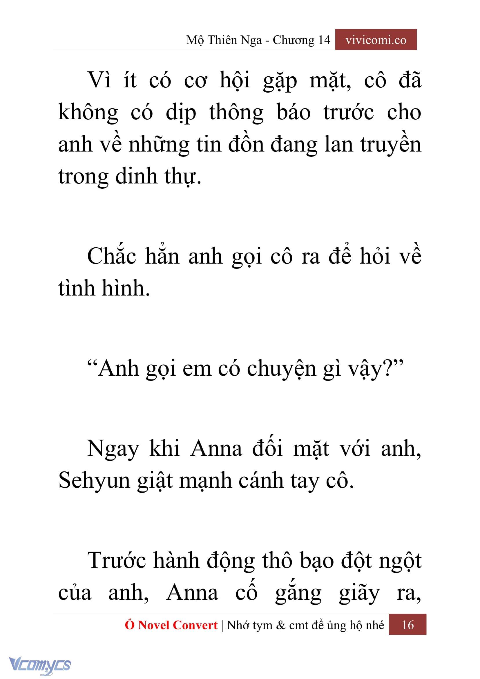 [Novel] Mộ Thiên Nga Chap 14 - Trang 2