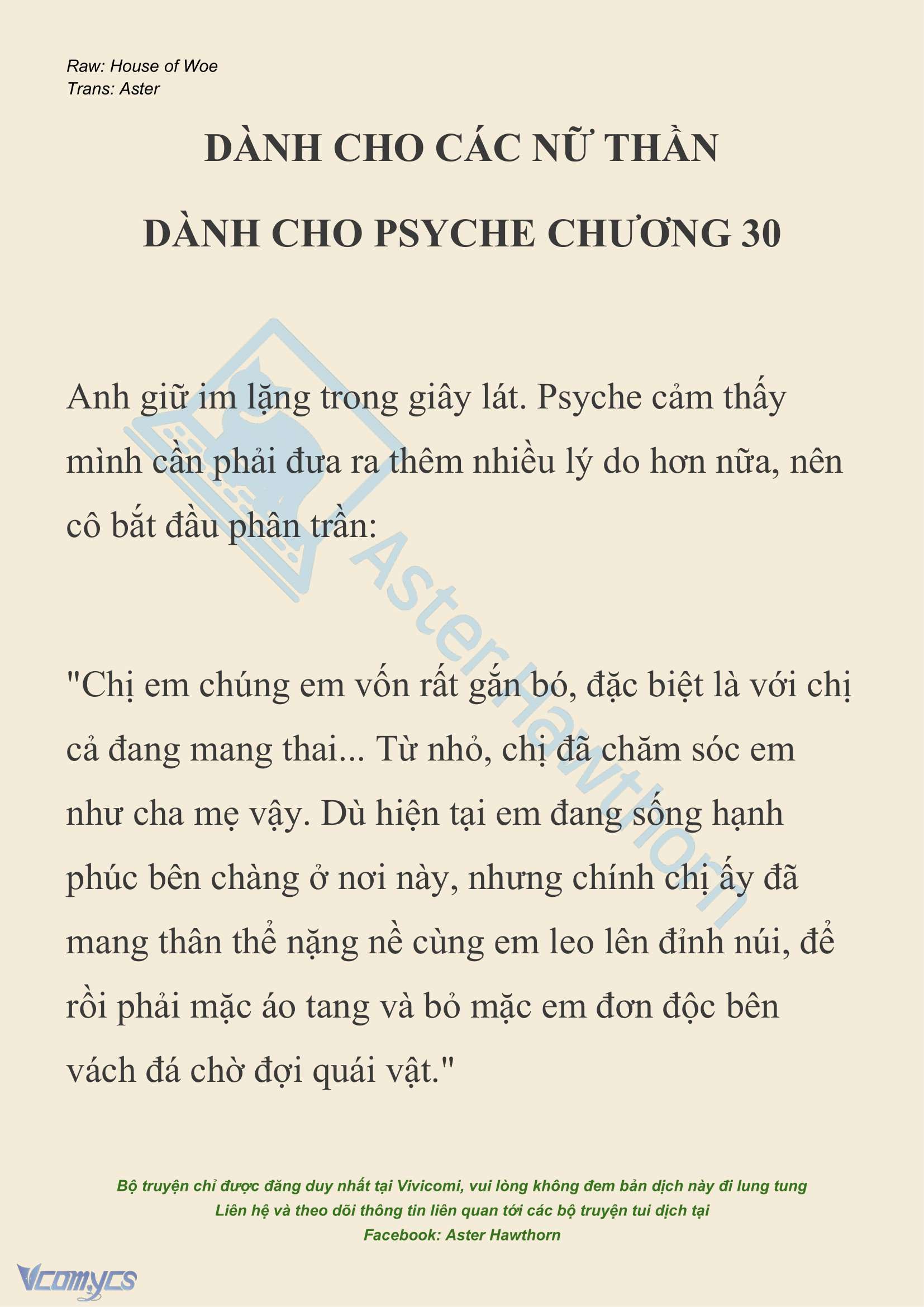 [NOVEL] Dành Cho Các Nữ Thần: Dành cho Psyche Chap 30 - Next 