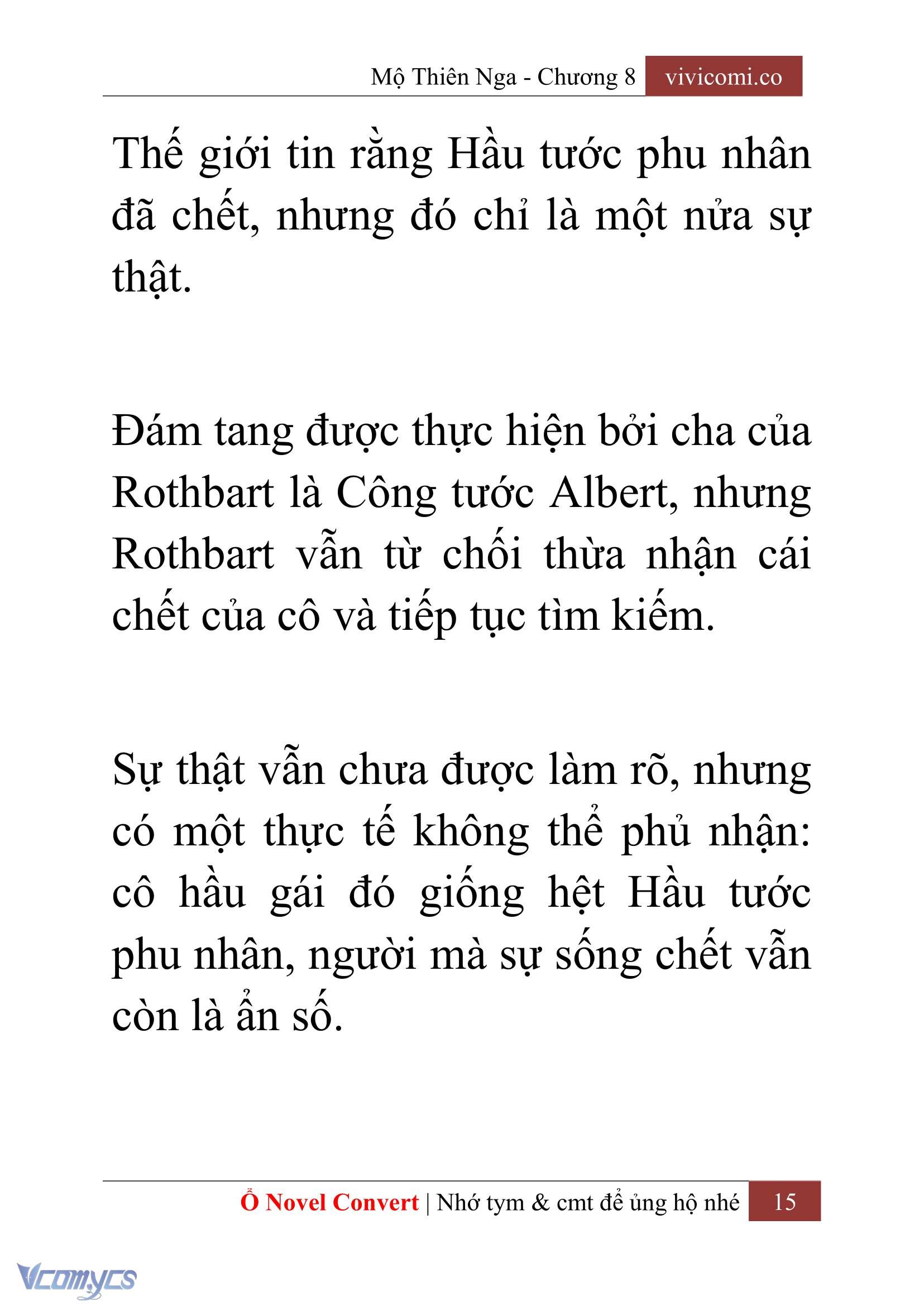 [Novel] Mộ Thiên Nga Chap 8 - Trang 2