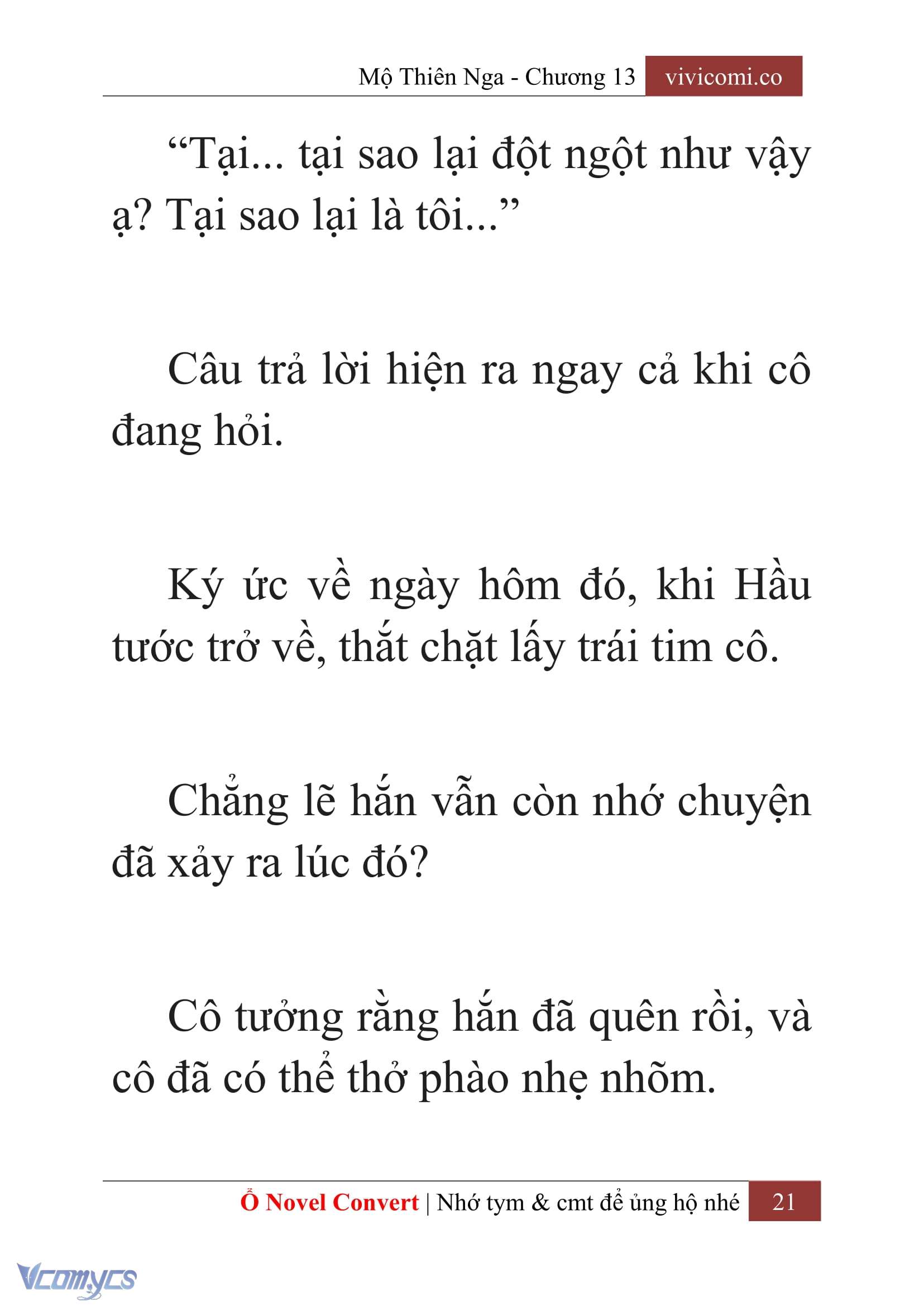 [Novel] Mộ Thiên Nga Chap 13 - Trang 2