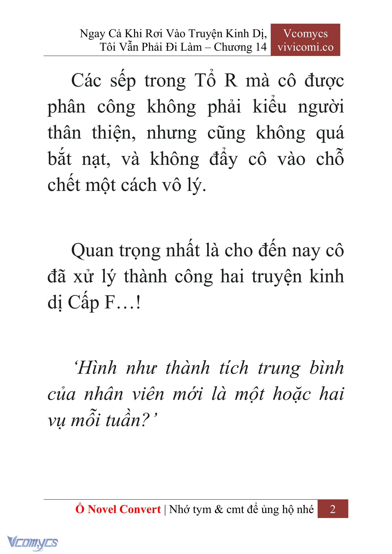 [Novel] Ngay Cả Khi Rơi Vào Truyện Kinh Dị, Tôi Vẫn Phải Đi Làm Chap 14 - Trang 2