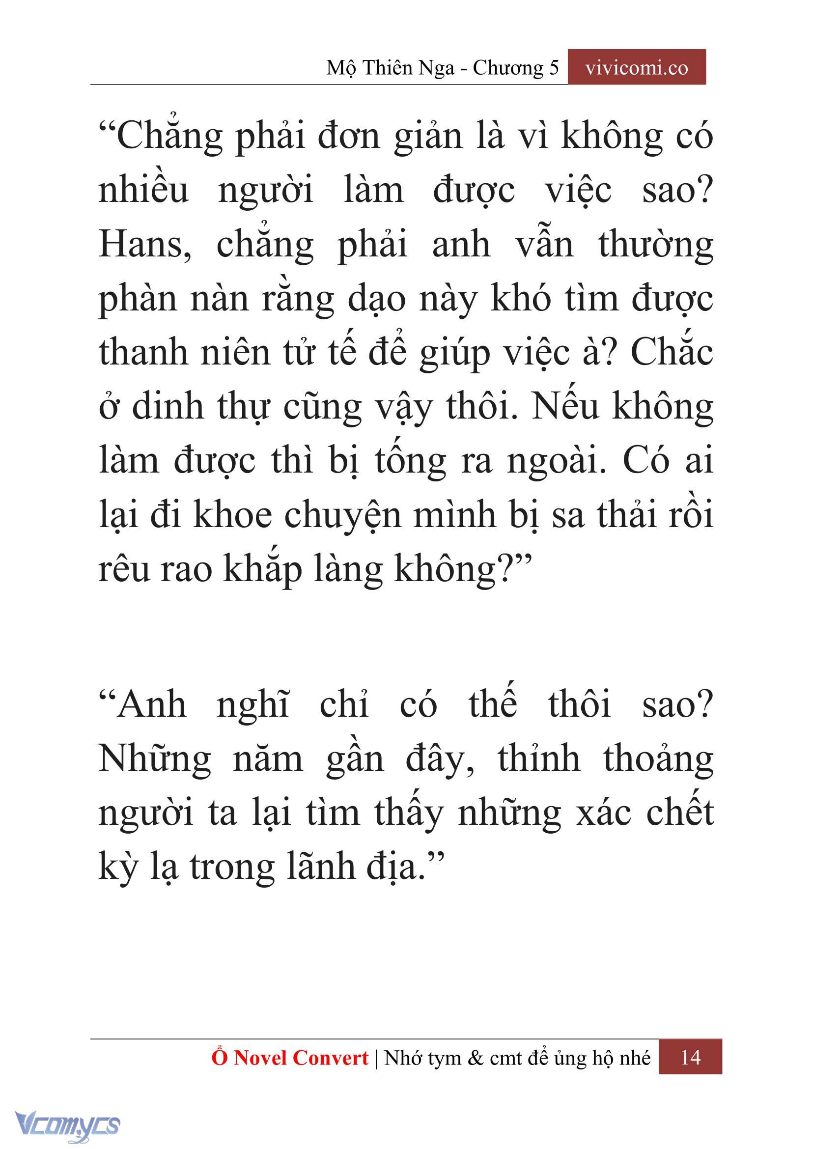 [Novel] Mộ Thiên Nga Chap 5 - Trang 2