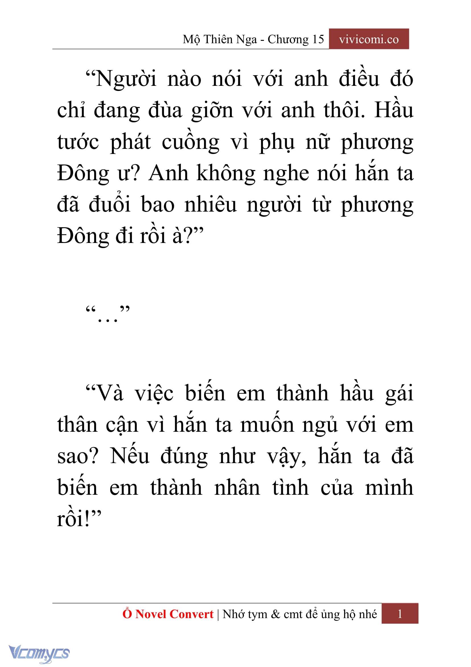 [Novel] Mộ Thiên Nga Chap 15 - Trang 2