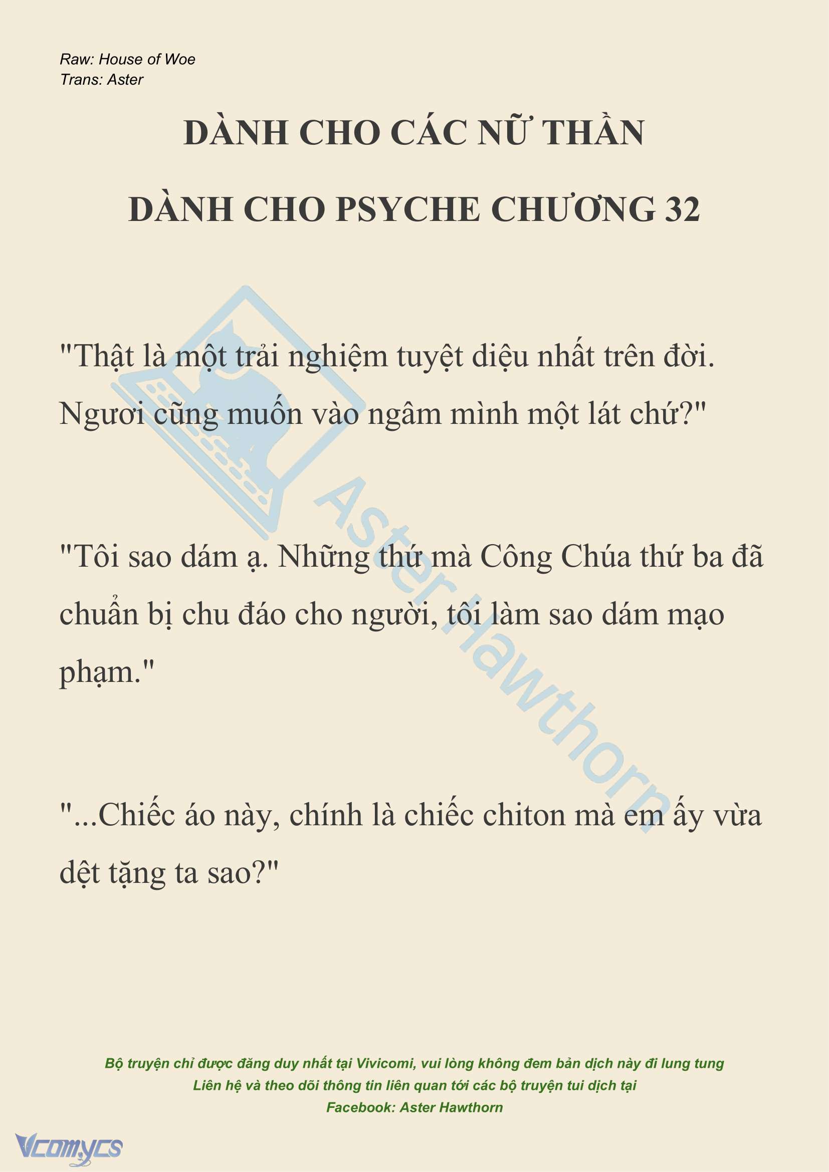 [NOVEL] Dành Cho Các Nữ Thần: Dành cho Psyche Chap 32 - Trang 2