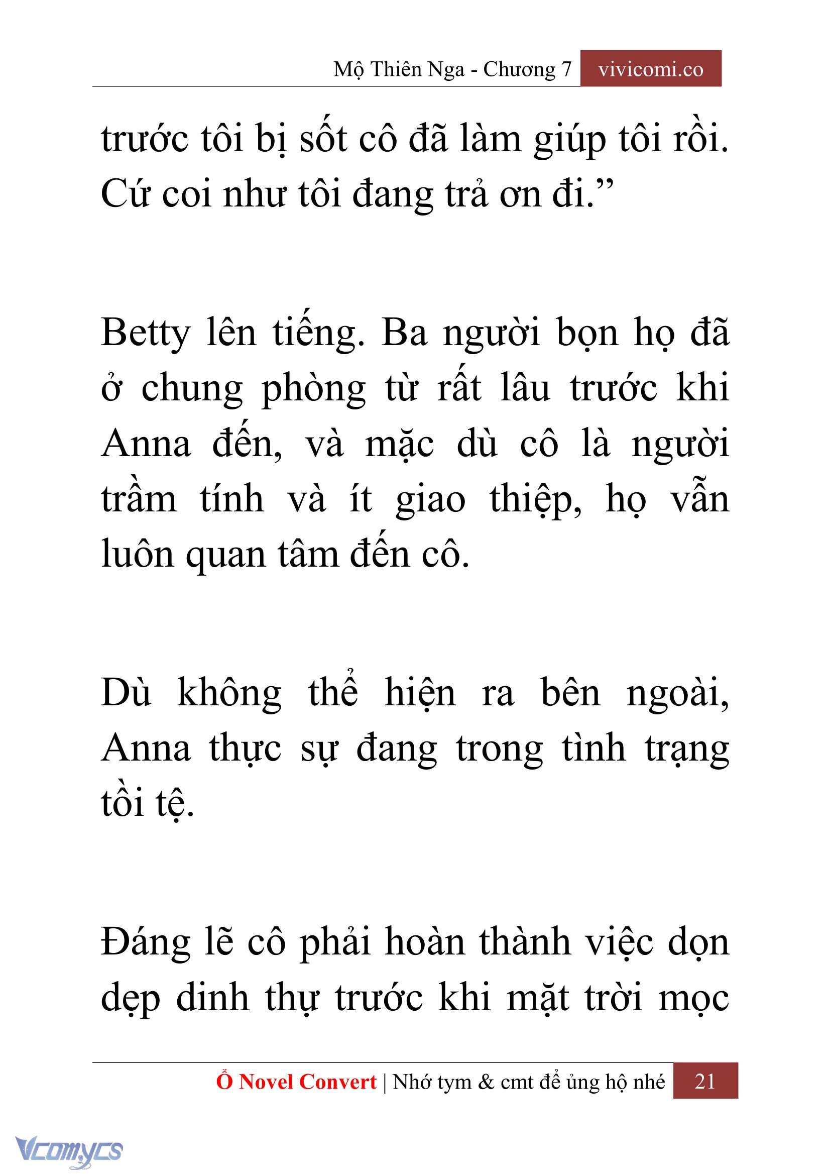 [Novel] Mộ Thiên Nga Chap 7 - Trang 2