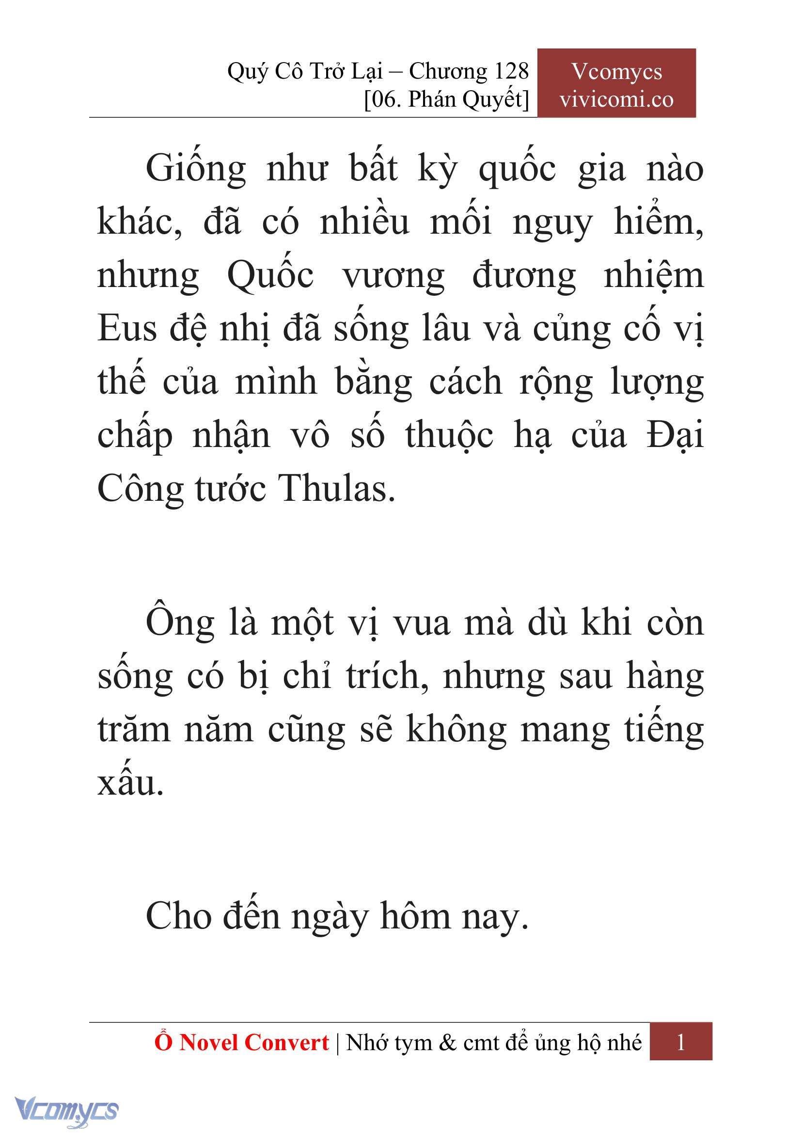 [Novel] Quý Cô Trở Lại Chap 128 - Next 