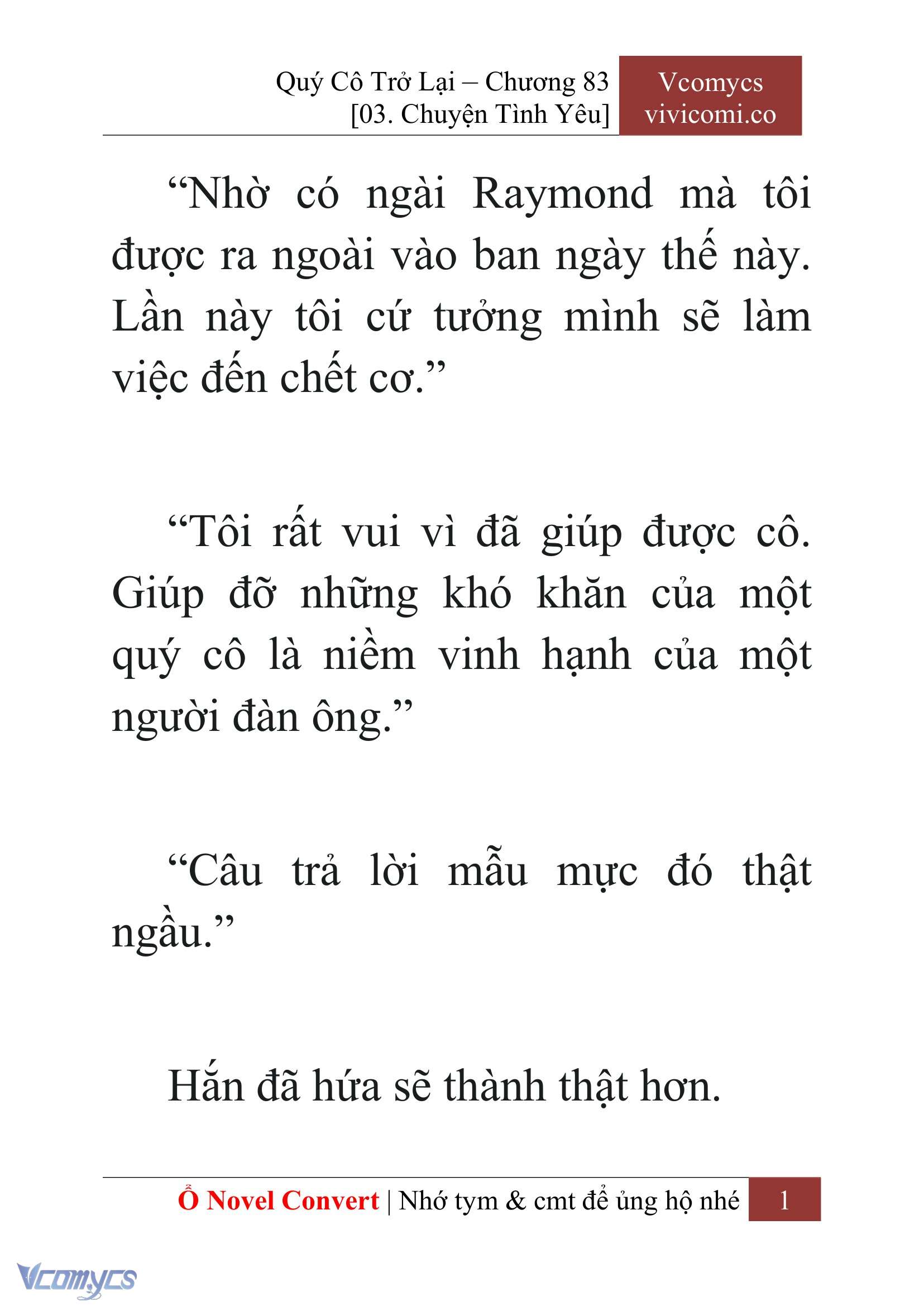 [Novel] Quý Cô Trở Lại Chap 83 - Trang 2