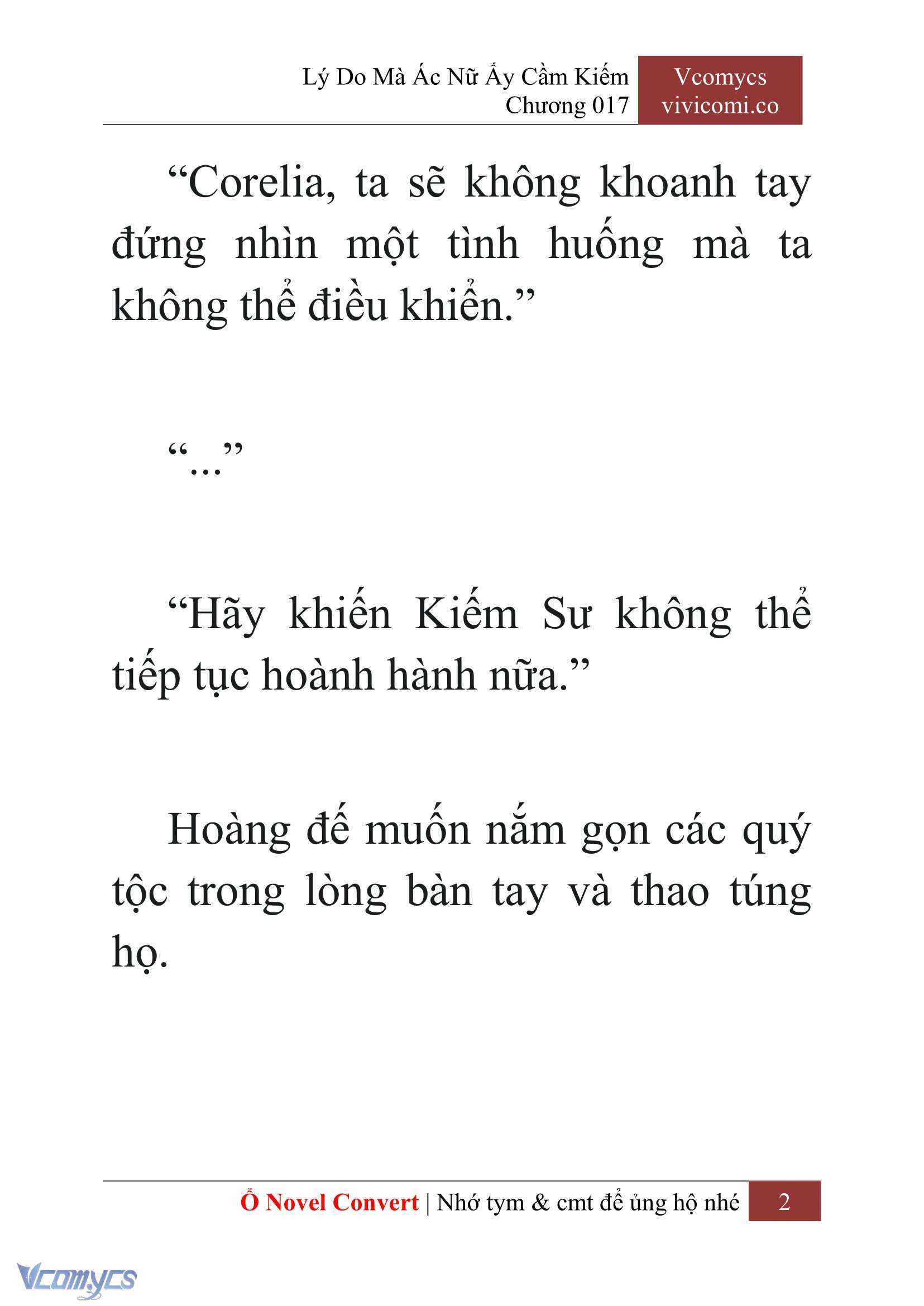[Novel] Lý Do Mà Ác Nữ Ấy Cầm Kiếm Chap 17 - Trang 2