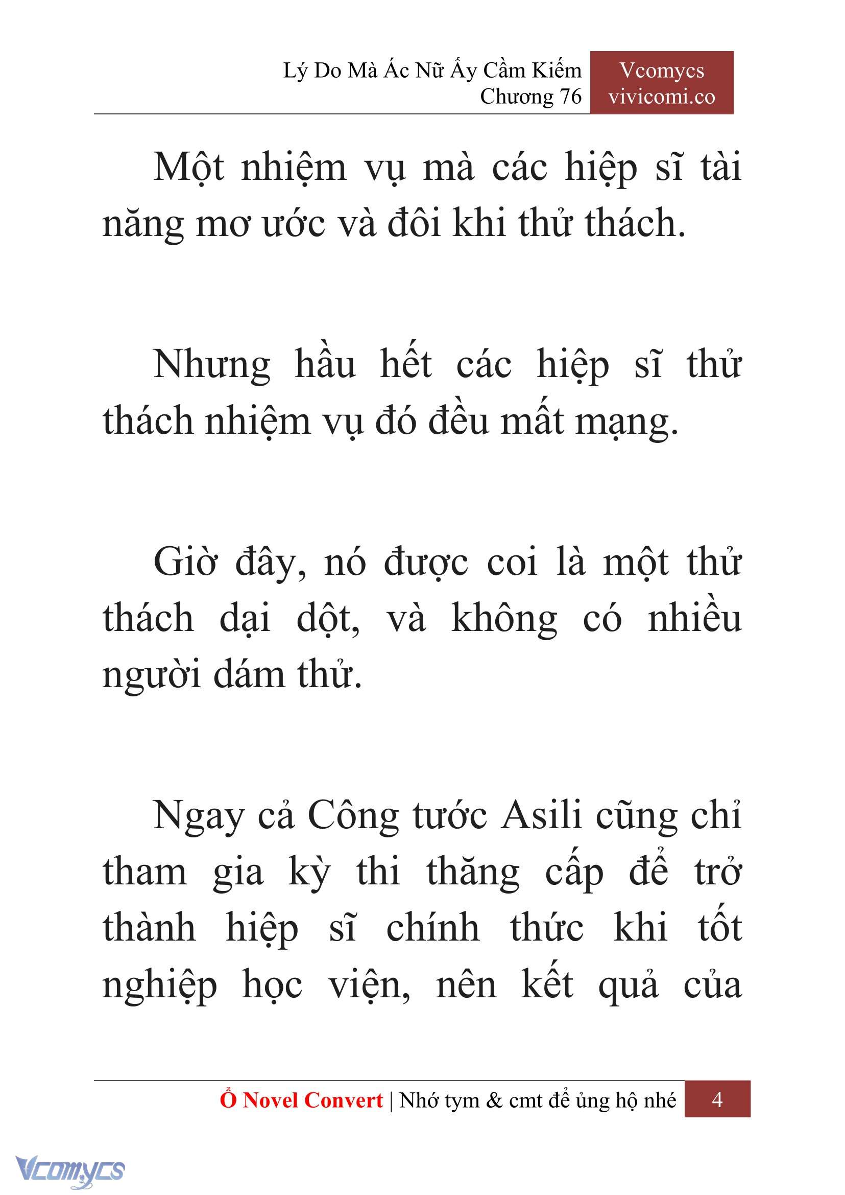 [Novel] Lý Do Mà Ác Nữ Ấy Cầm Kiếm Chap 76 - Next Chap 77