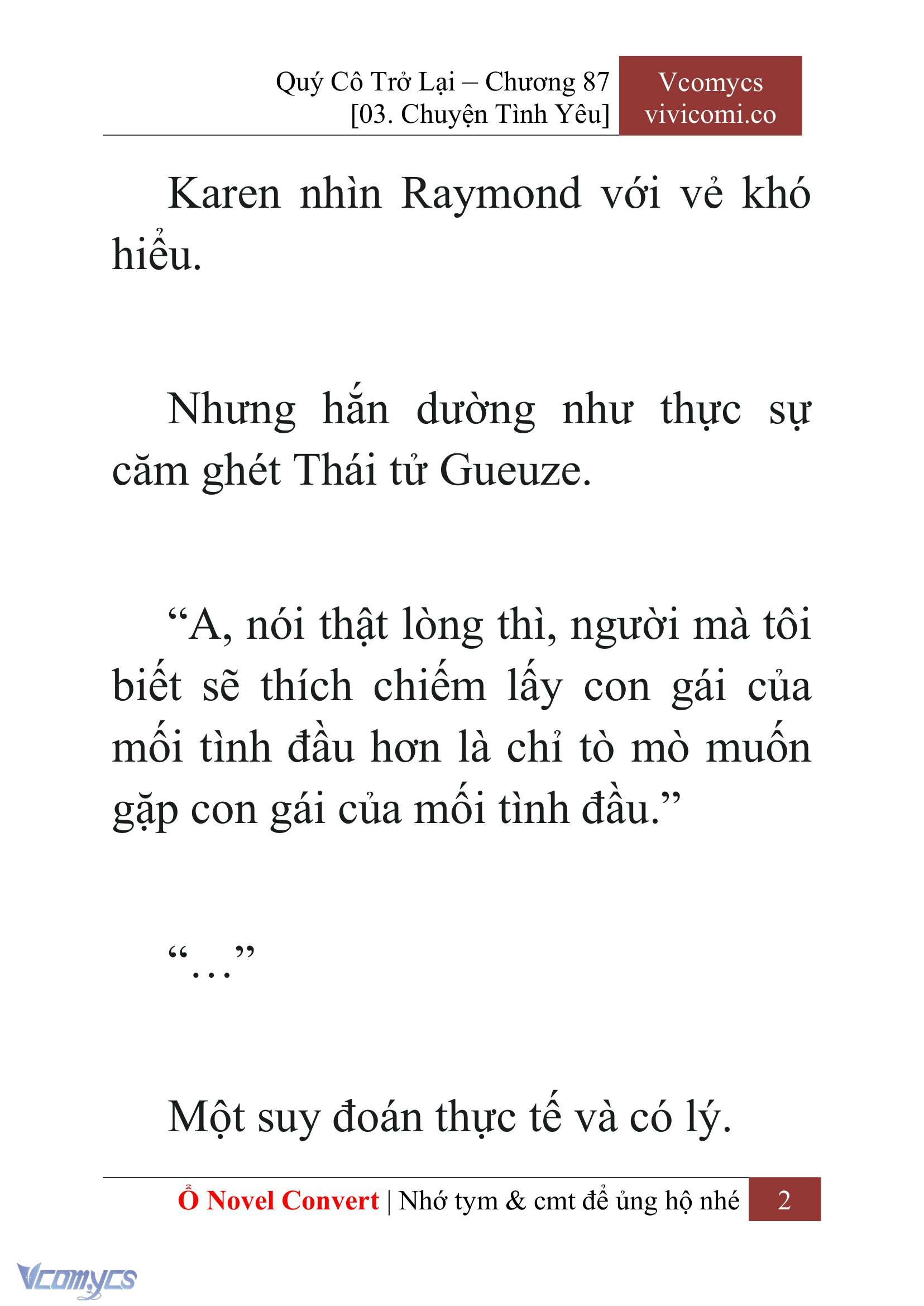 [Novel] Quý Cô Trở Lại Chap 87 - Trang 2
