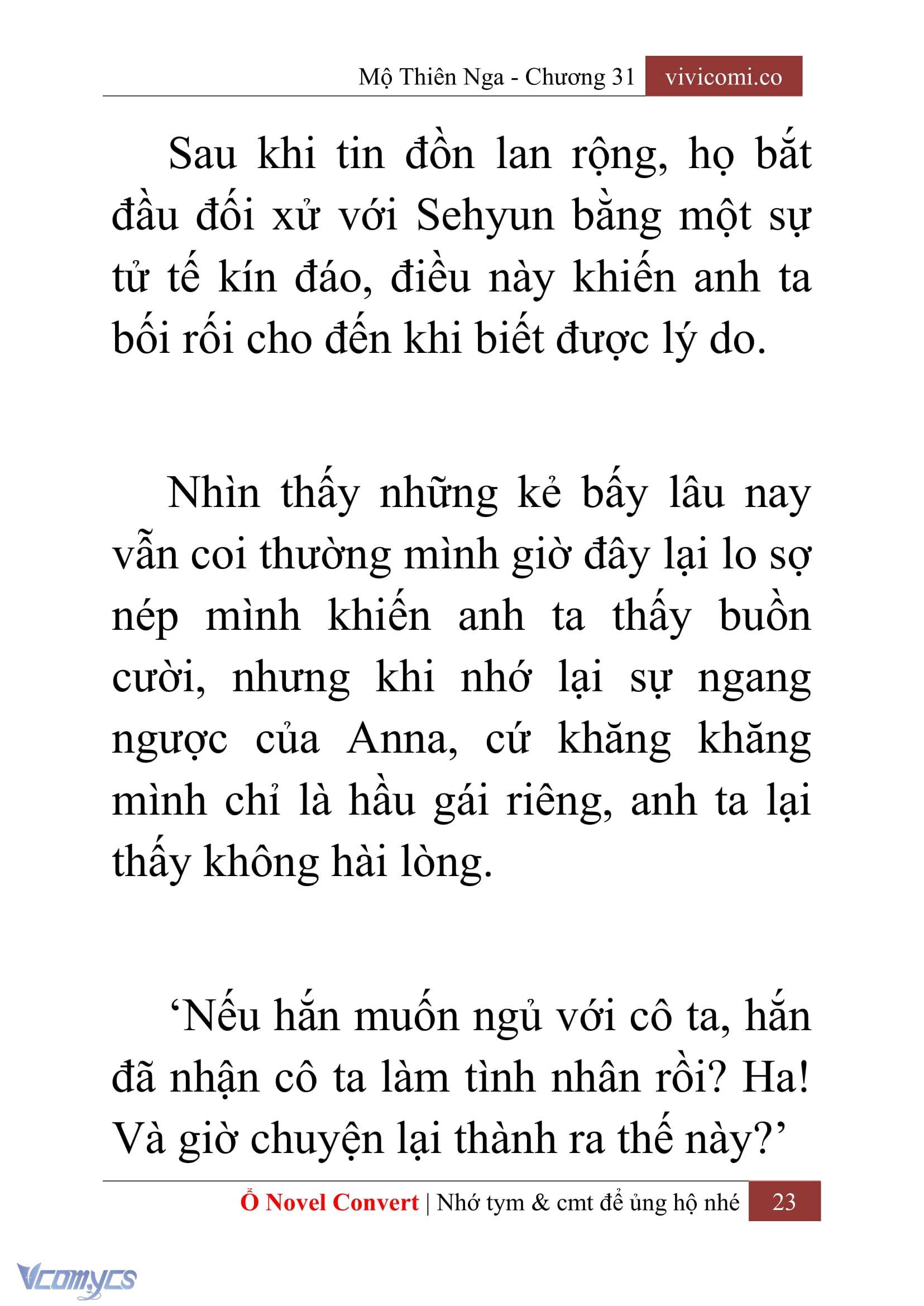[Novel] Mộ Thiên Nga Chap 31 - Trang 2