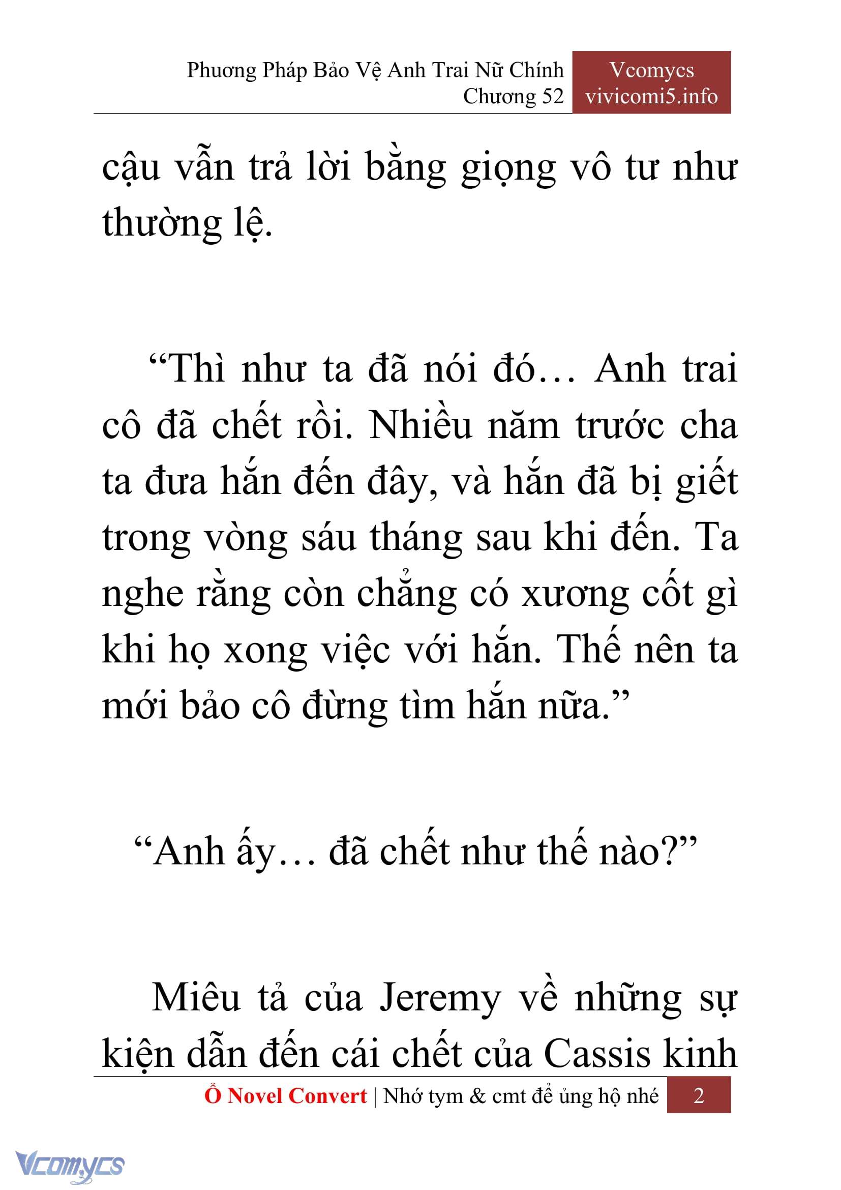 [Novel] Phương Pháp Bảo Vệ Anh Trai Nữ Chính Chap 52 - Trang 2