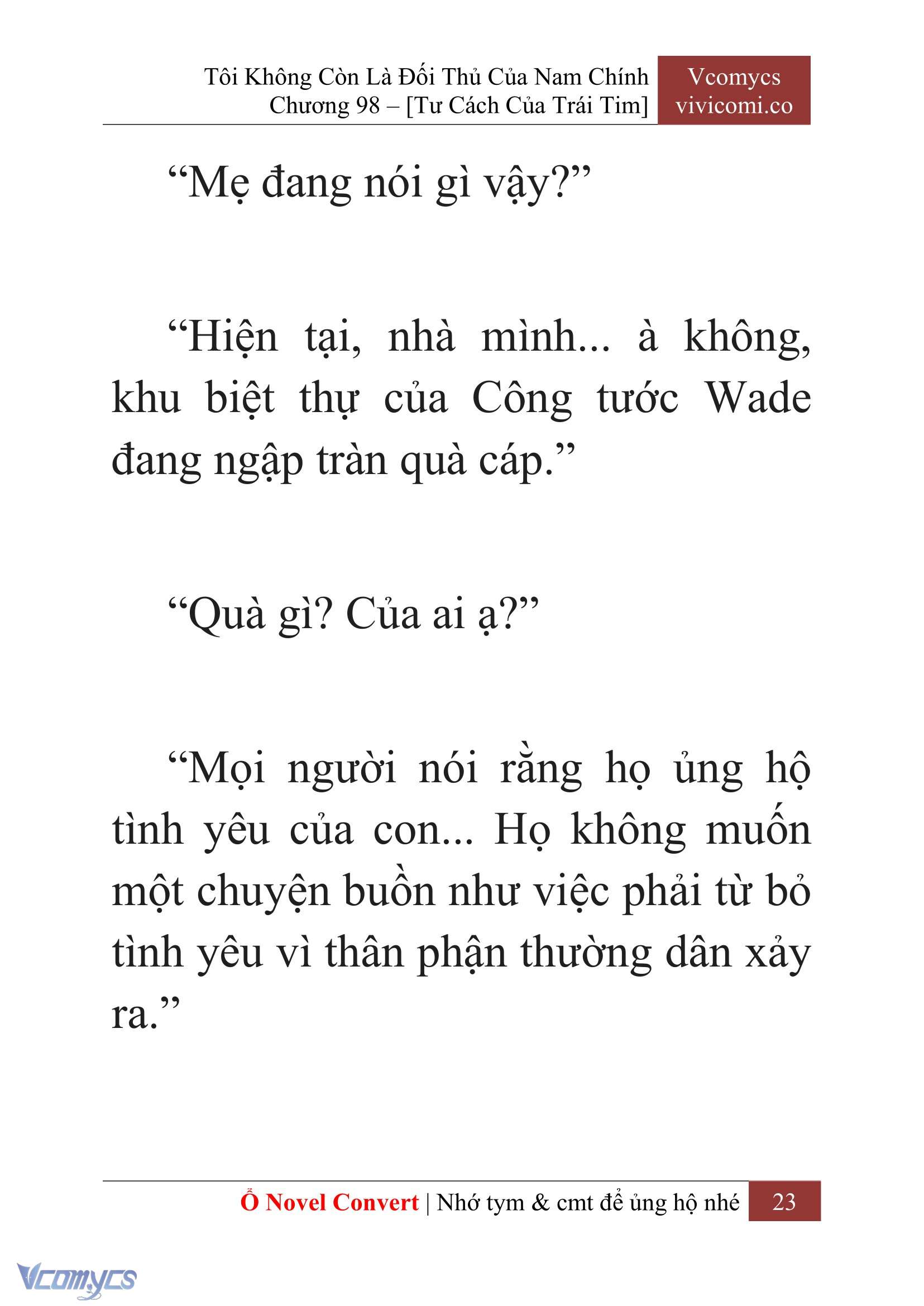 [Novel] Tôi Không Còn Là Đối Thủ Của Nam Chính Chap 98 - Trang 2