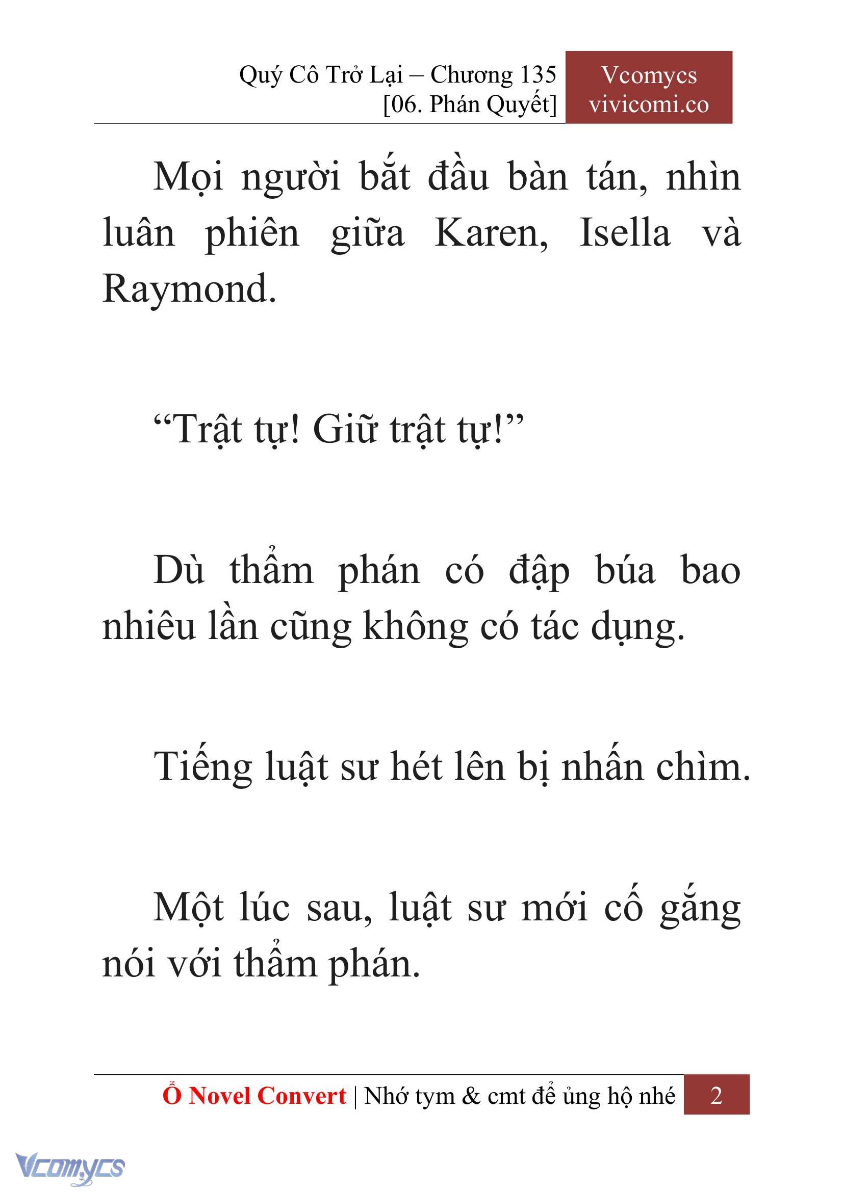 [Novel] Quý Cô Trở Lại Chap 135 - Next 