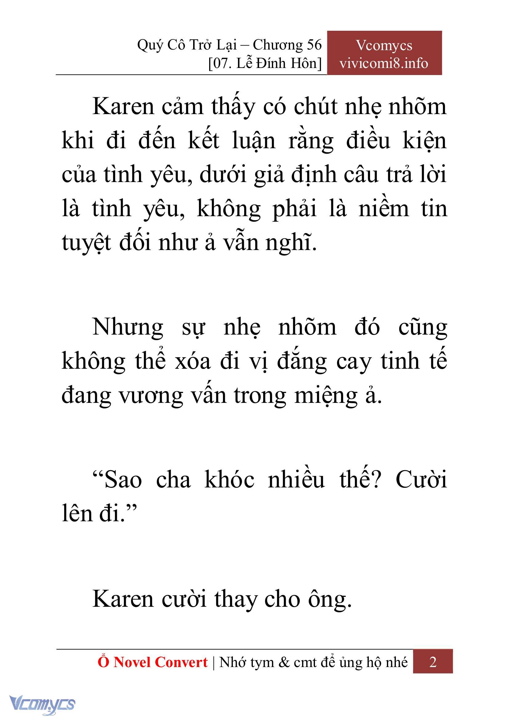 [Novel] Quý Cô Trở Lại Chap 56 - Trang 2