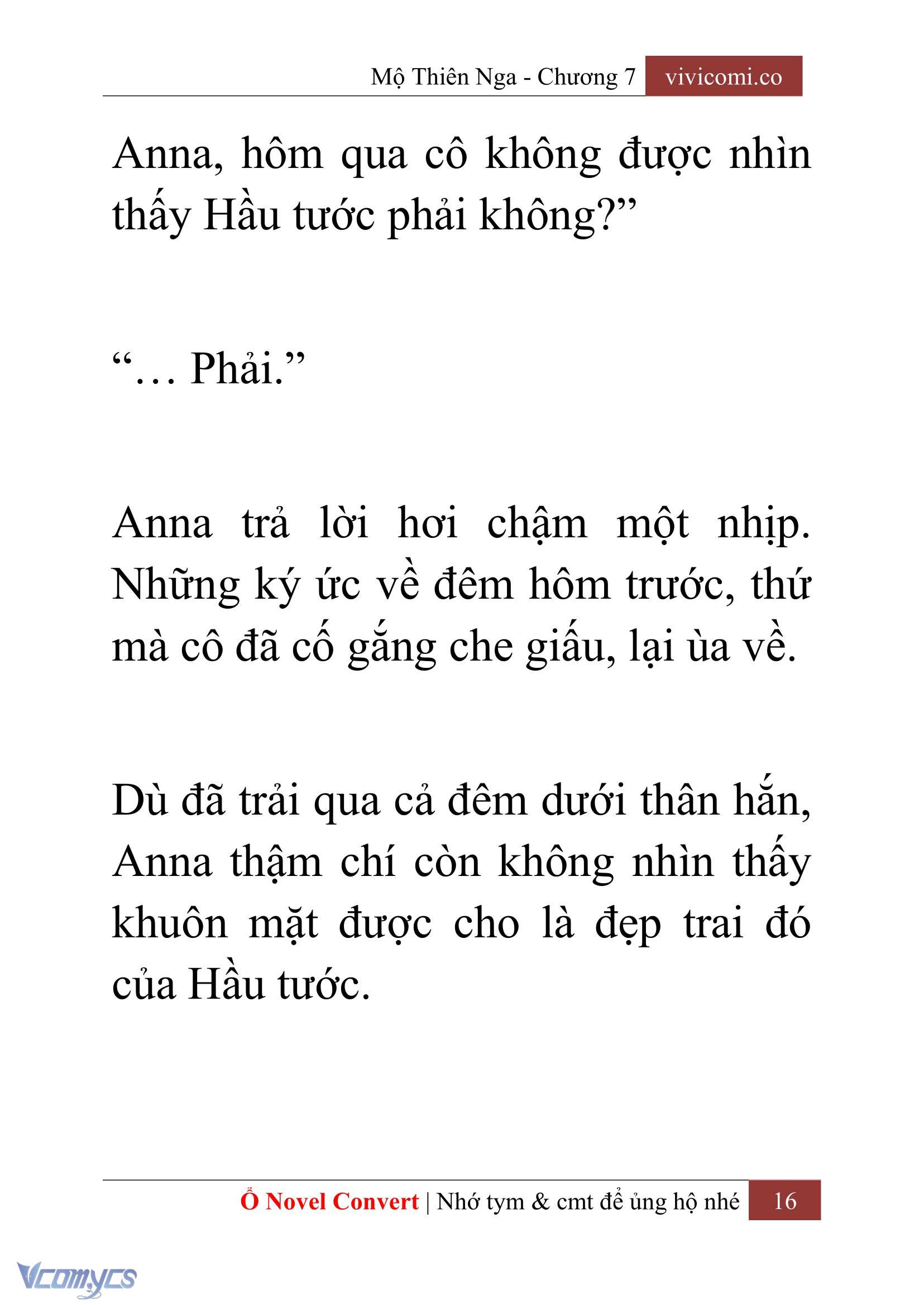 [Novel] Mộ Thiên Nga Chap 7 - Trang 2