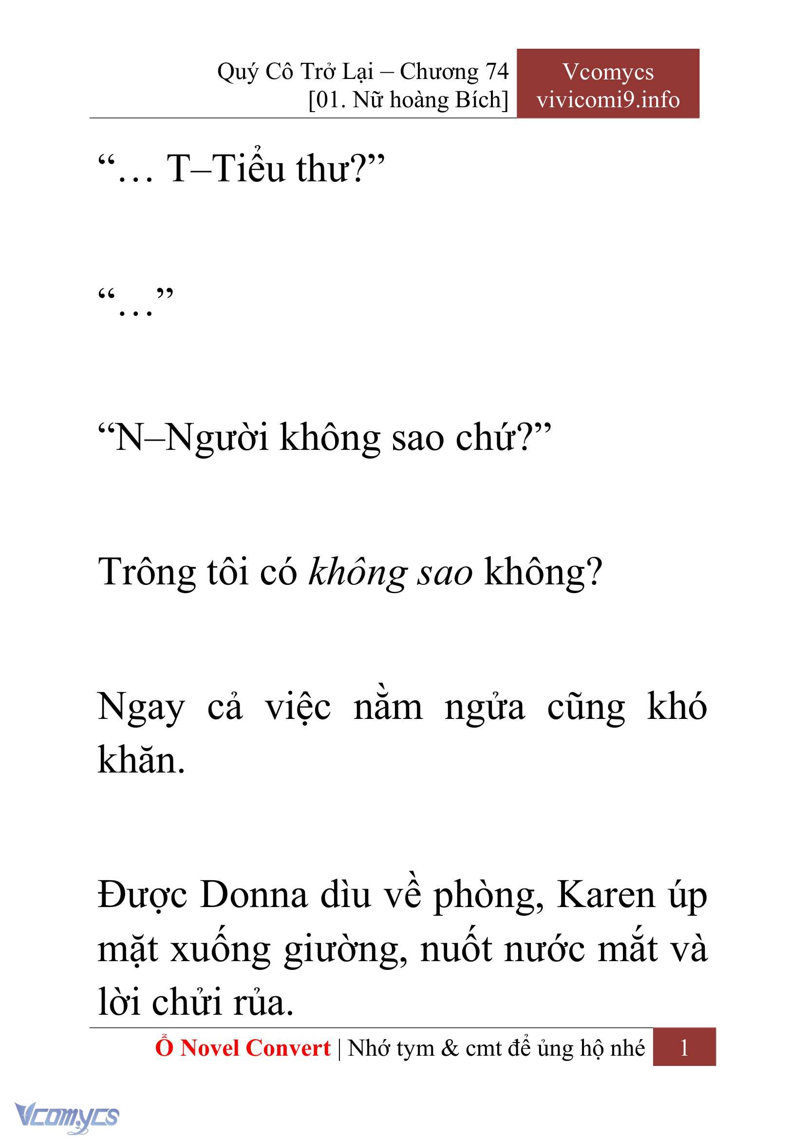 [Novel] Quý Cô Trở Lại Chap 74 - Trang 2