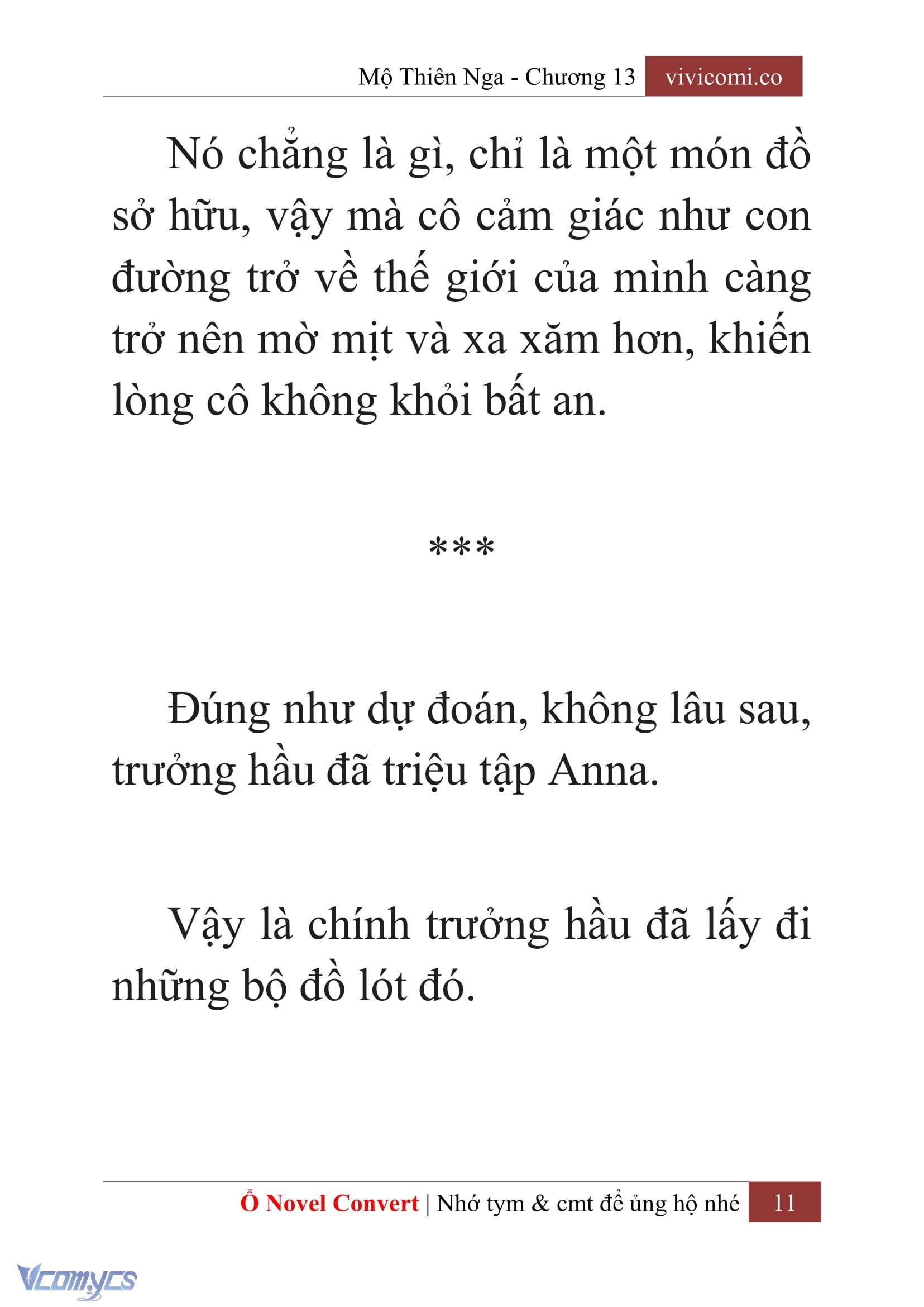 [Novel] Mộ Thiên Nga Chap 13 - Next Chap 14