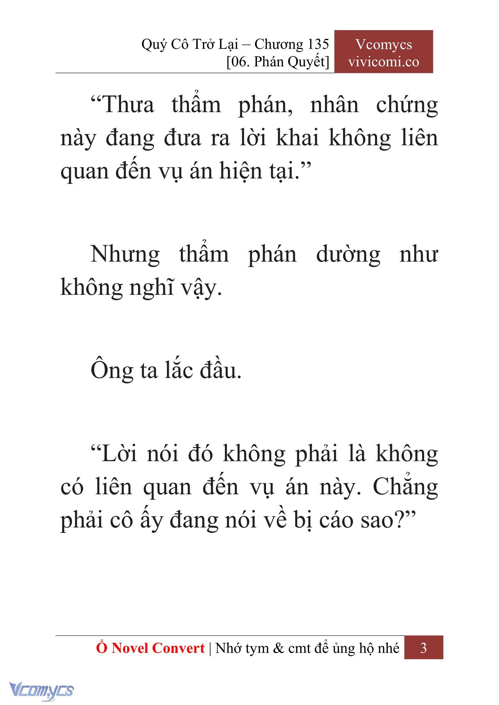 [Novel] Quý Cô Trở Lại Chap 135 - Next 