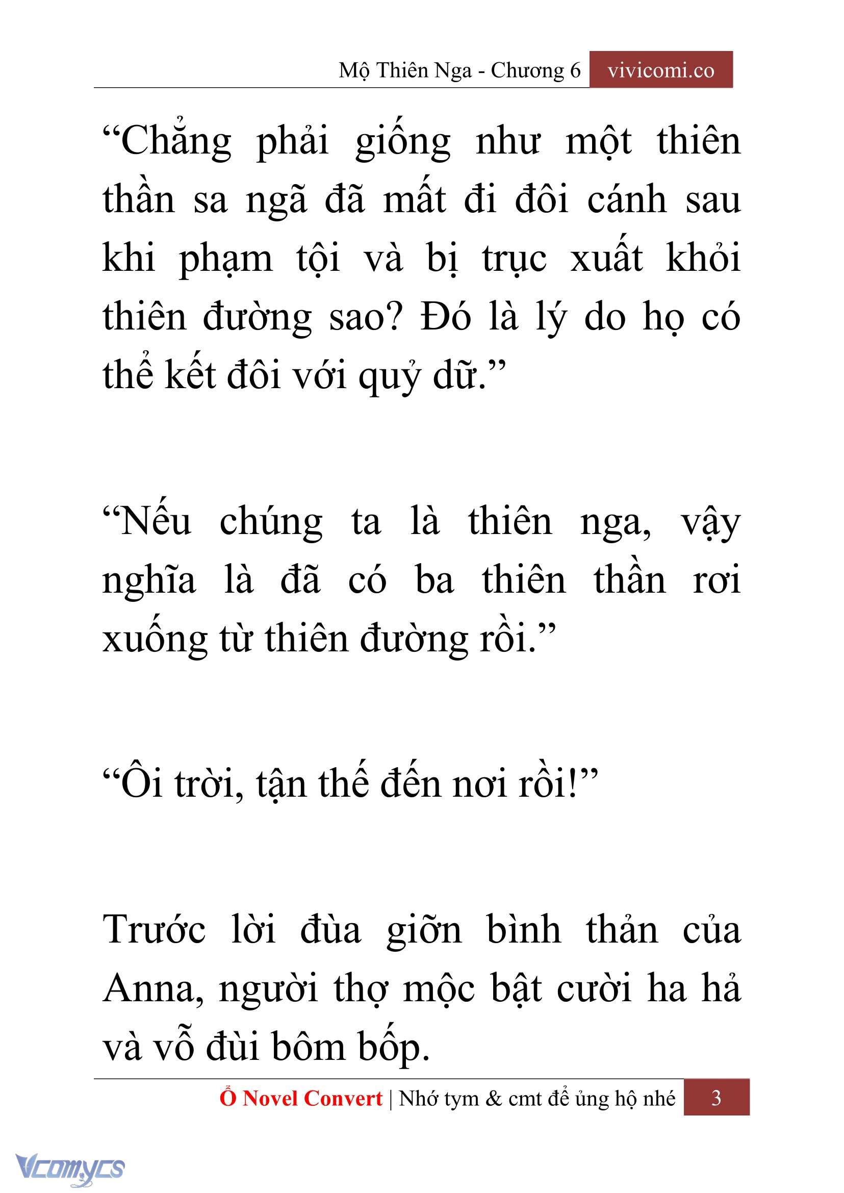 [Novel] Mộ Thiên Nga Chap 6 - Trang 2