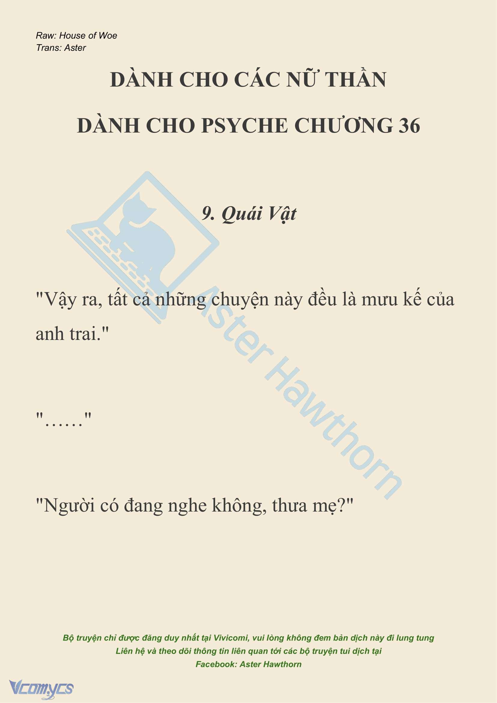 [NOVEL] Dành Cho Các Nữ Thần: Dành cho Psyche Chap 36 - Trang 2