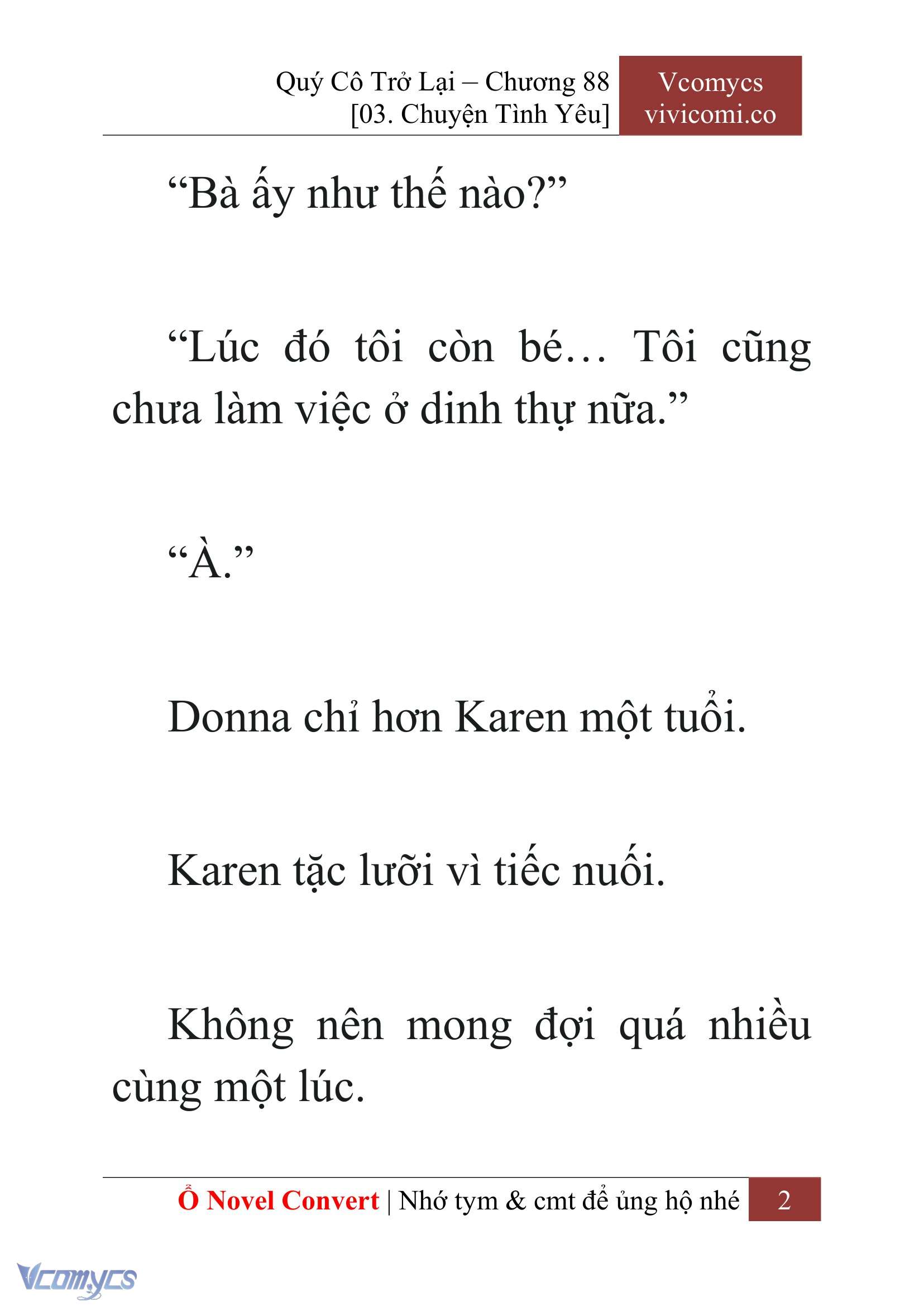 [Novel] Quý Cô Trở Lại Chap 88 - Trang 2