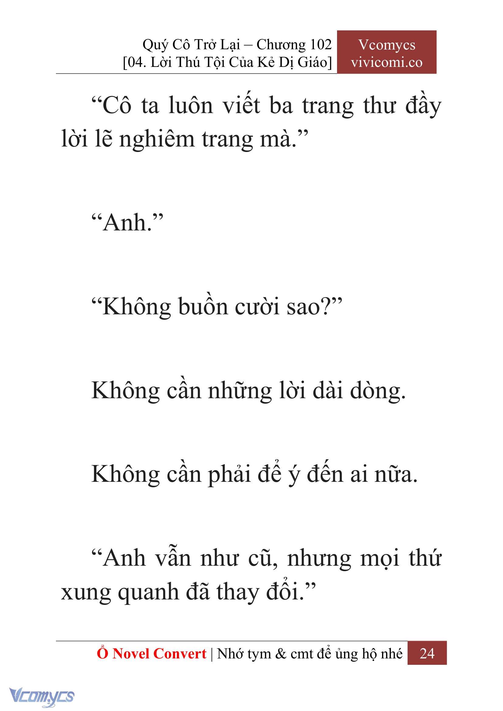 [Novel] Quý Cô Trở Lại Chap 102 - Trang 2