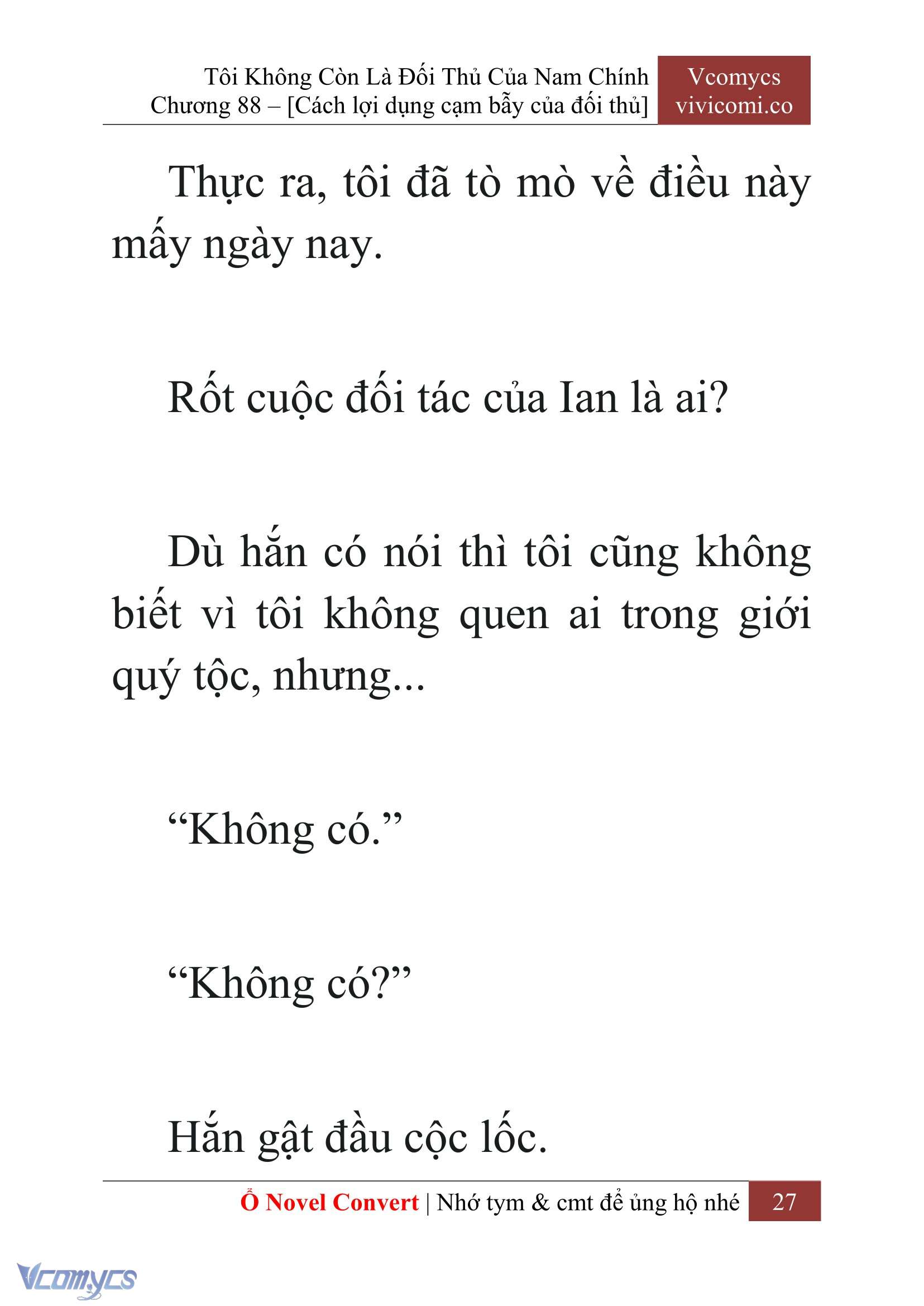 [Novel] Tôi Không Còn Là Đối Thủ Của Nam Chính Chap 88 - Trang 2