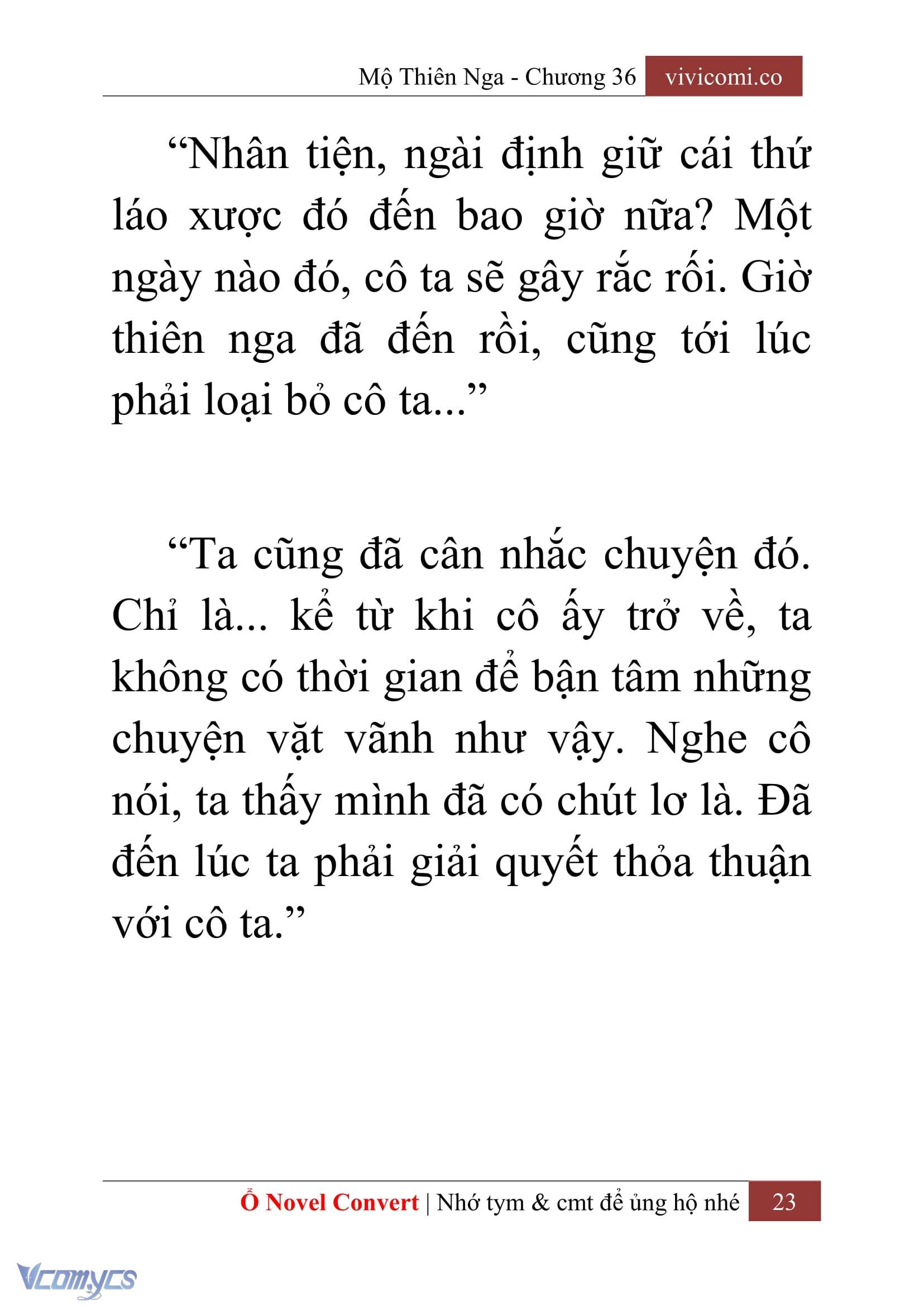 [Novel] Mộ Thiên Nga Chap 36 - Trang 2