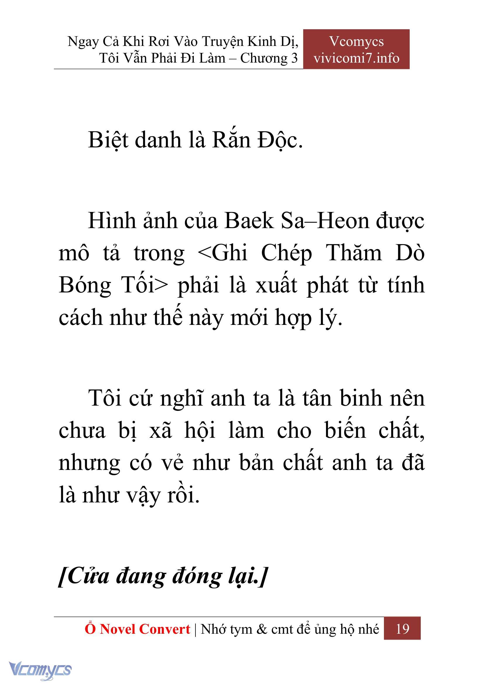 [Novel] Ngay Cả Khi Rơi Vào Truyện Kinh Dị, Tôi Vẫn Phải Đi Làm Chap 3 - Trang 2