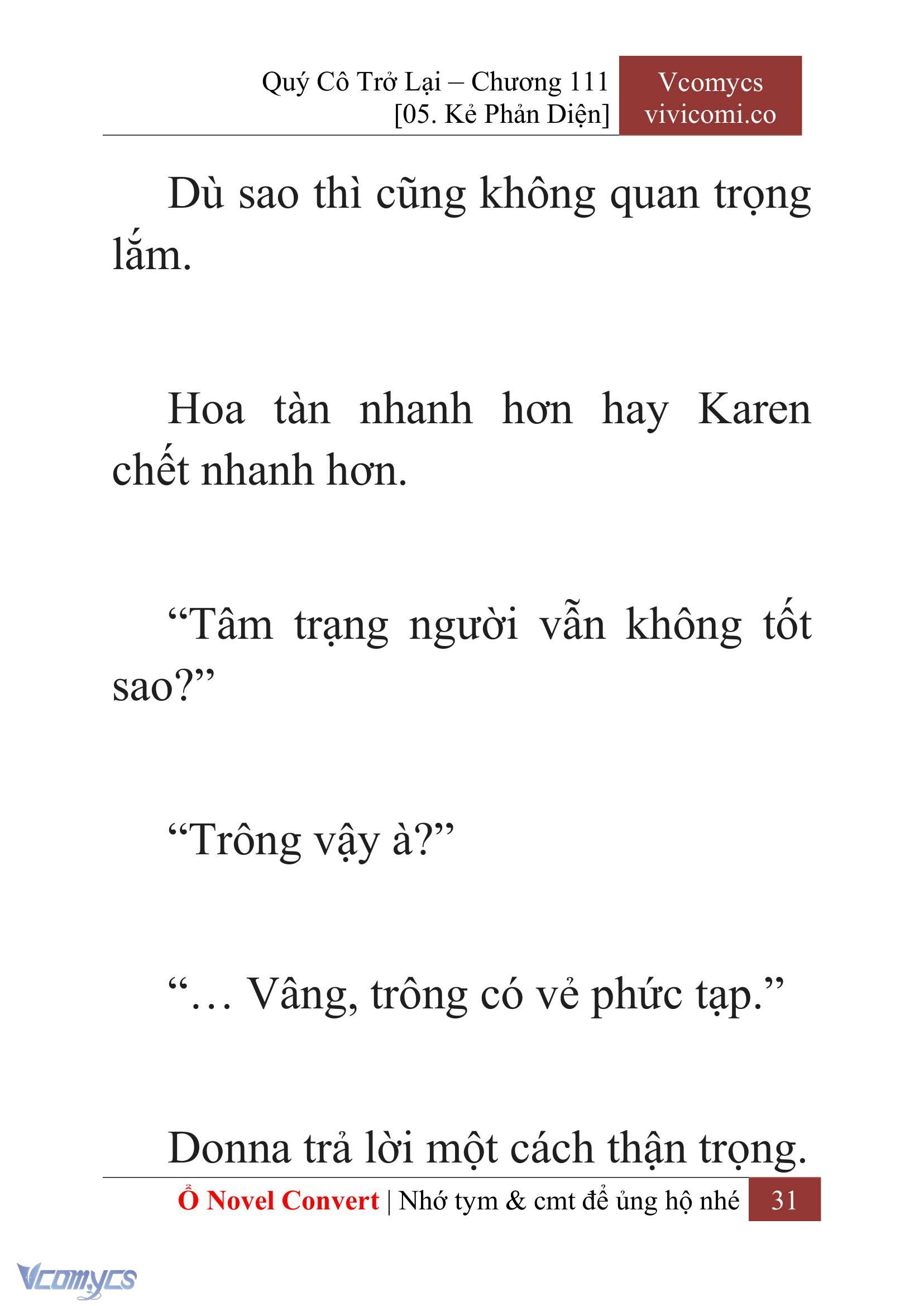 [Novel] Quý Cô Trở Lại Chap 111 - Trang 2