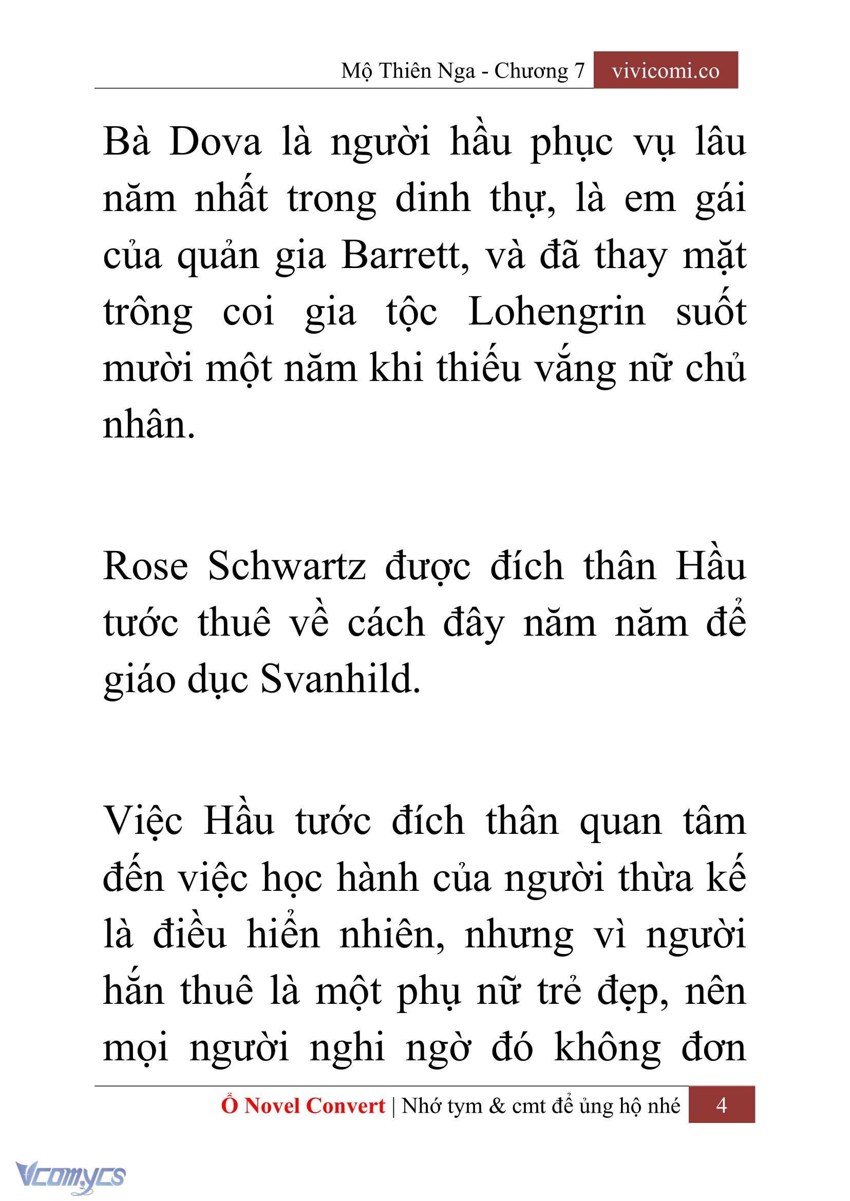 [Novel] Mộ Thiên Nga Chap 7 - Trang 2