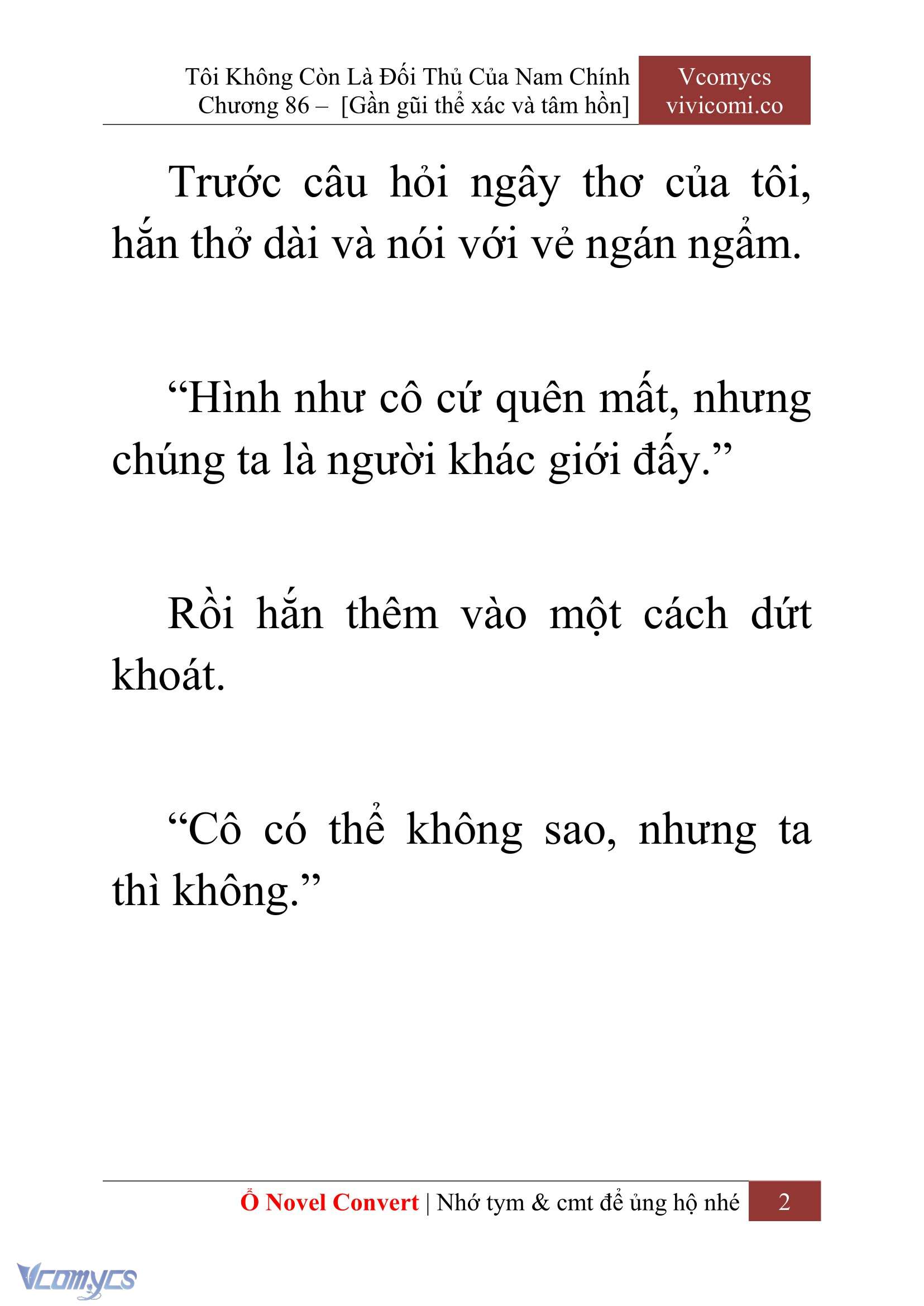 [Novel] Tôi Không Còn Là Đối Thủ Của Nam Chính Chap 86 - Trang 2