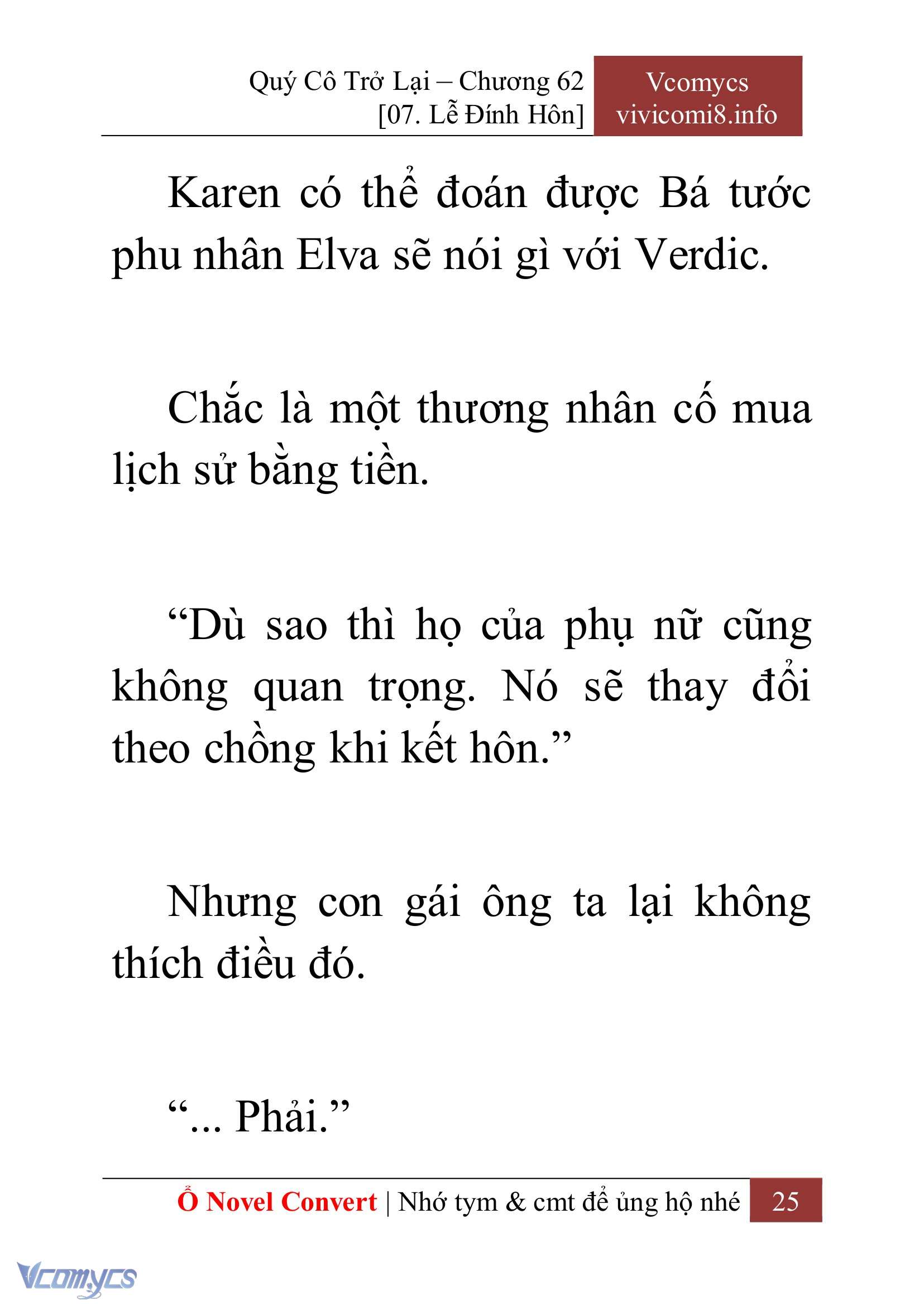 [Novel] Quý Cô Trở Lại Chap 62 - Trang 2