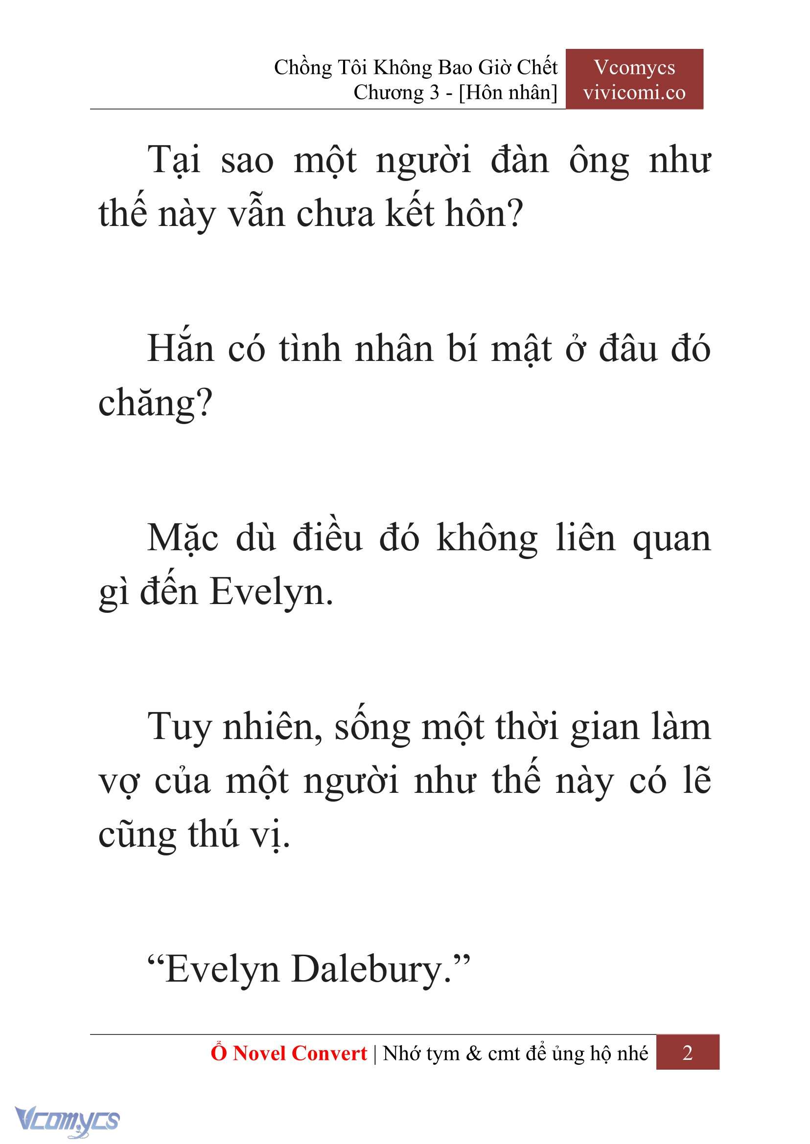 [Novel] Chồng Tôi Không Bao Giờ Chết Chap 3 - Trang 2