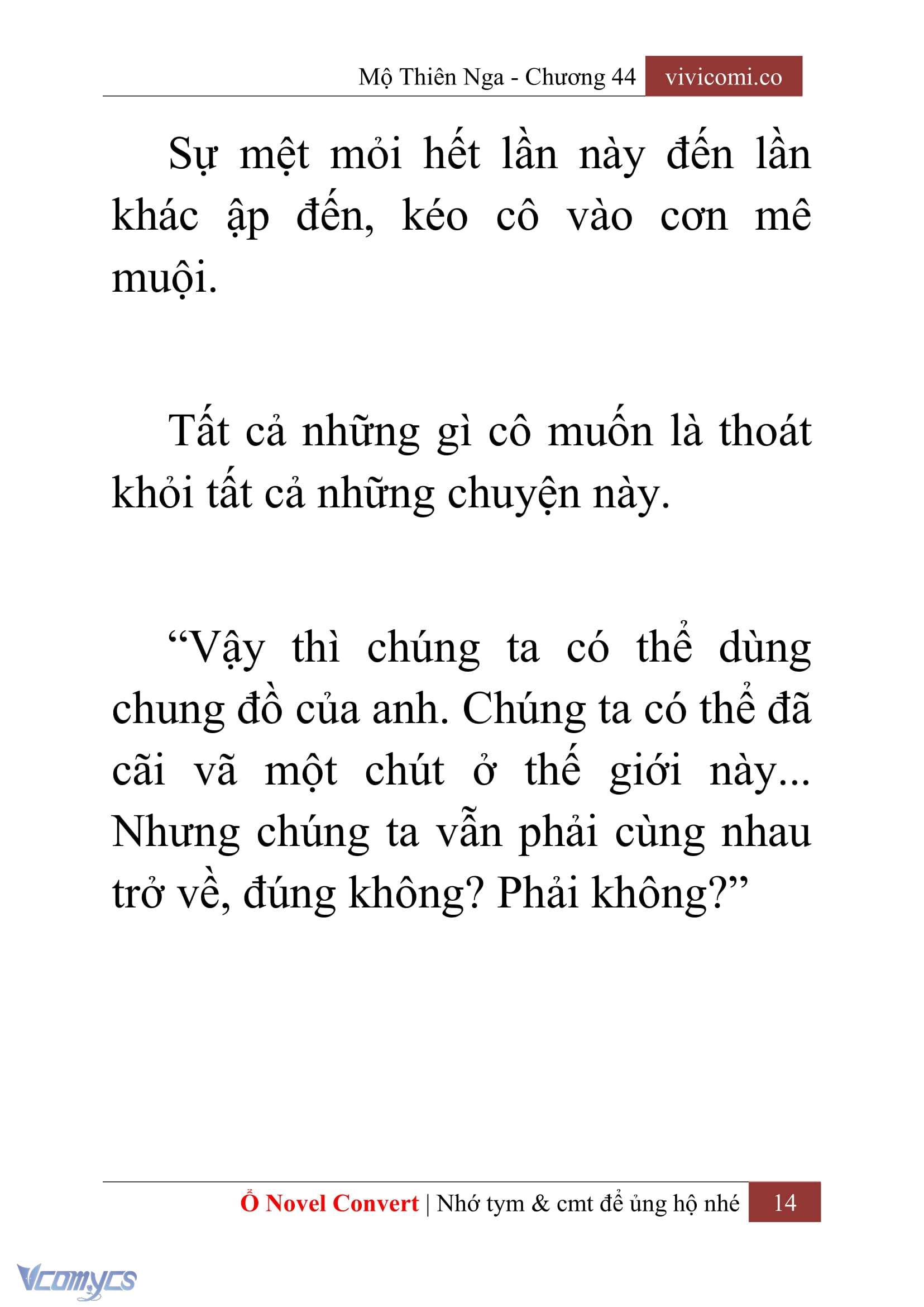 [Novel] Mộ Thiên Nga Chap 44 - Trang 2