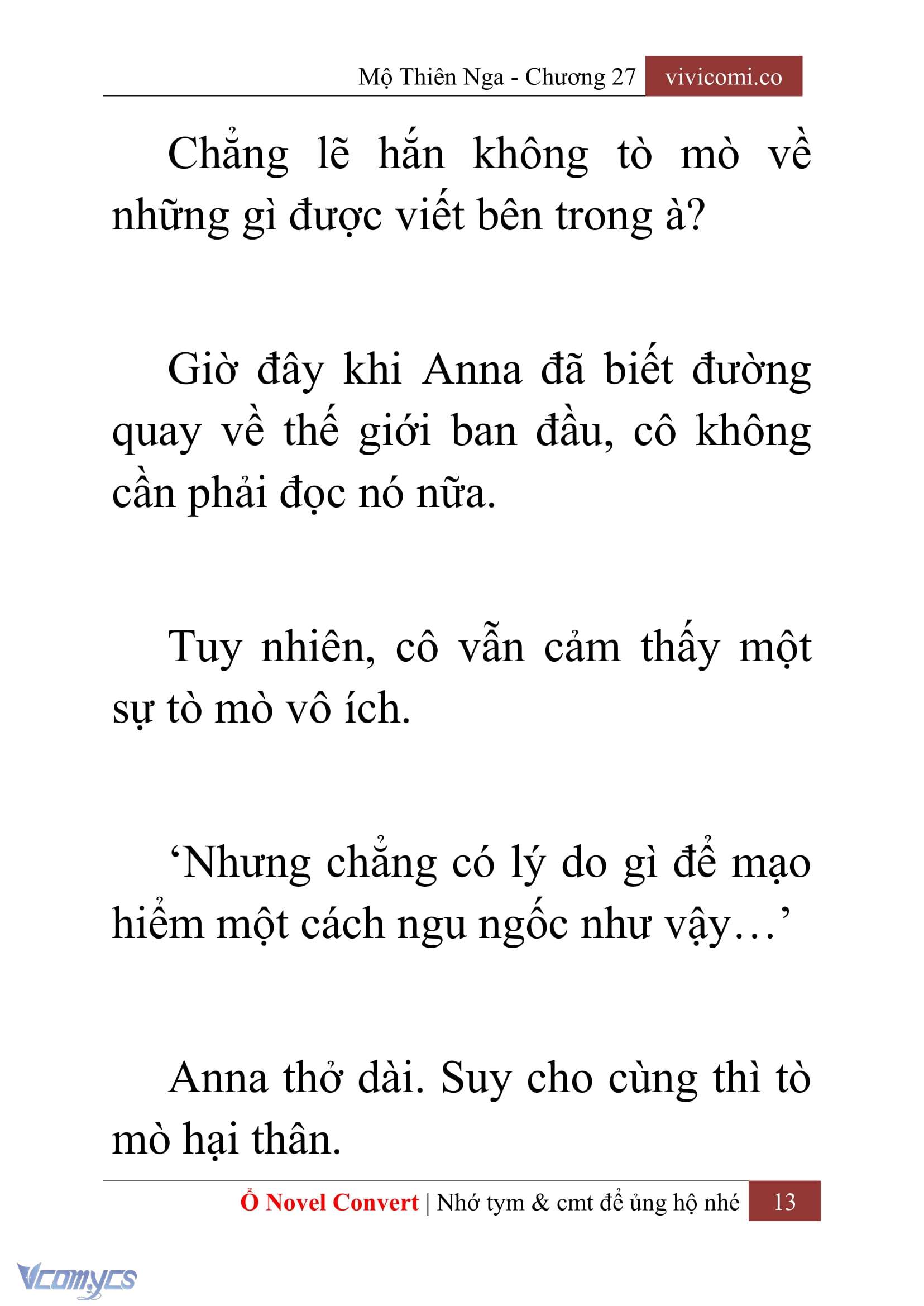 [Novel] Mộ Thiên Nga Chap 27 - Trang 2
