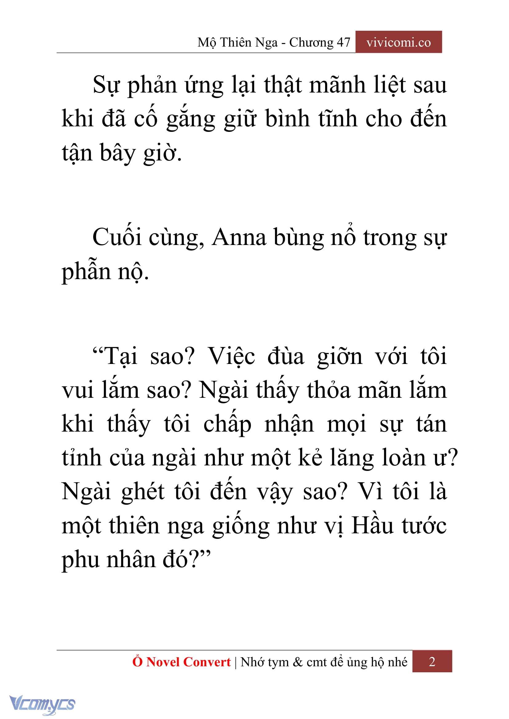 [Novel] Mộ Thiên Nga Chap 47 - Trang 2
