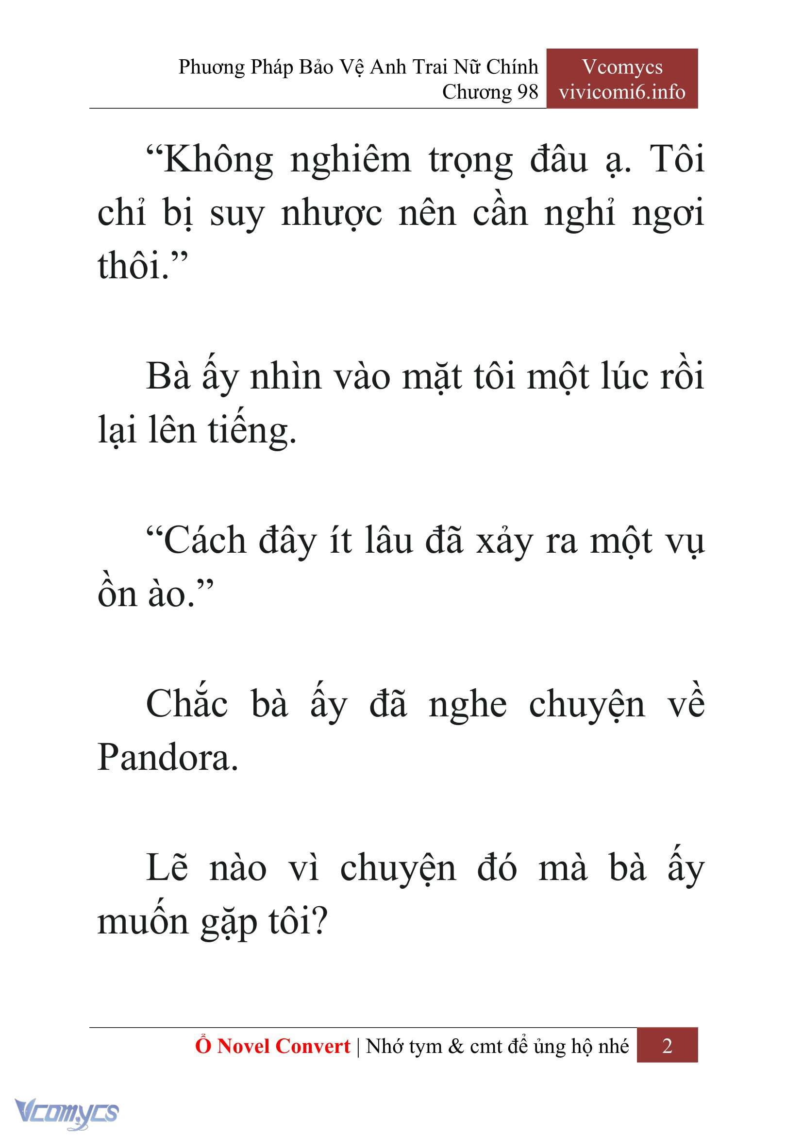 [Novel] Phương Pháp Bảo Vệ Anh Trai Nữ Chính Chap 98 - Trang 2