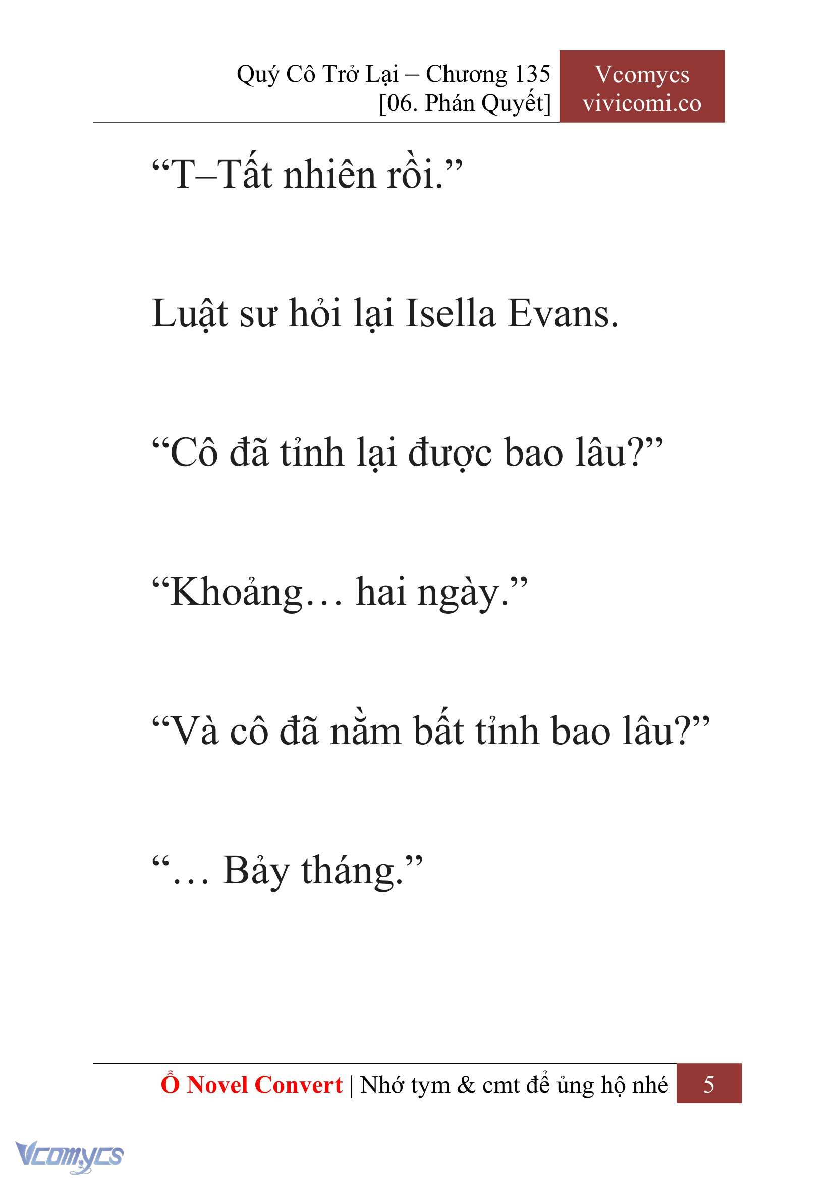 [Novel] Quý Cô Trở Lại Chap 135 - Next 