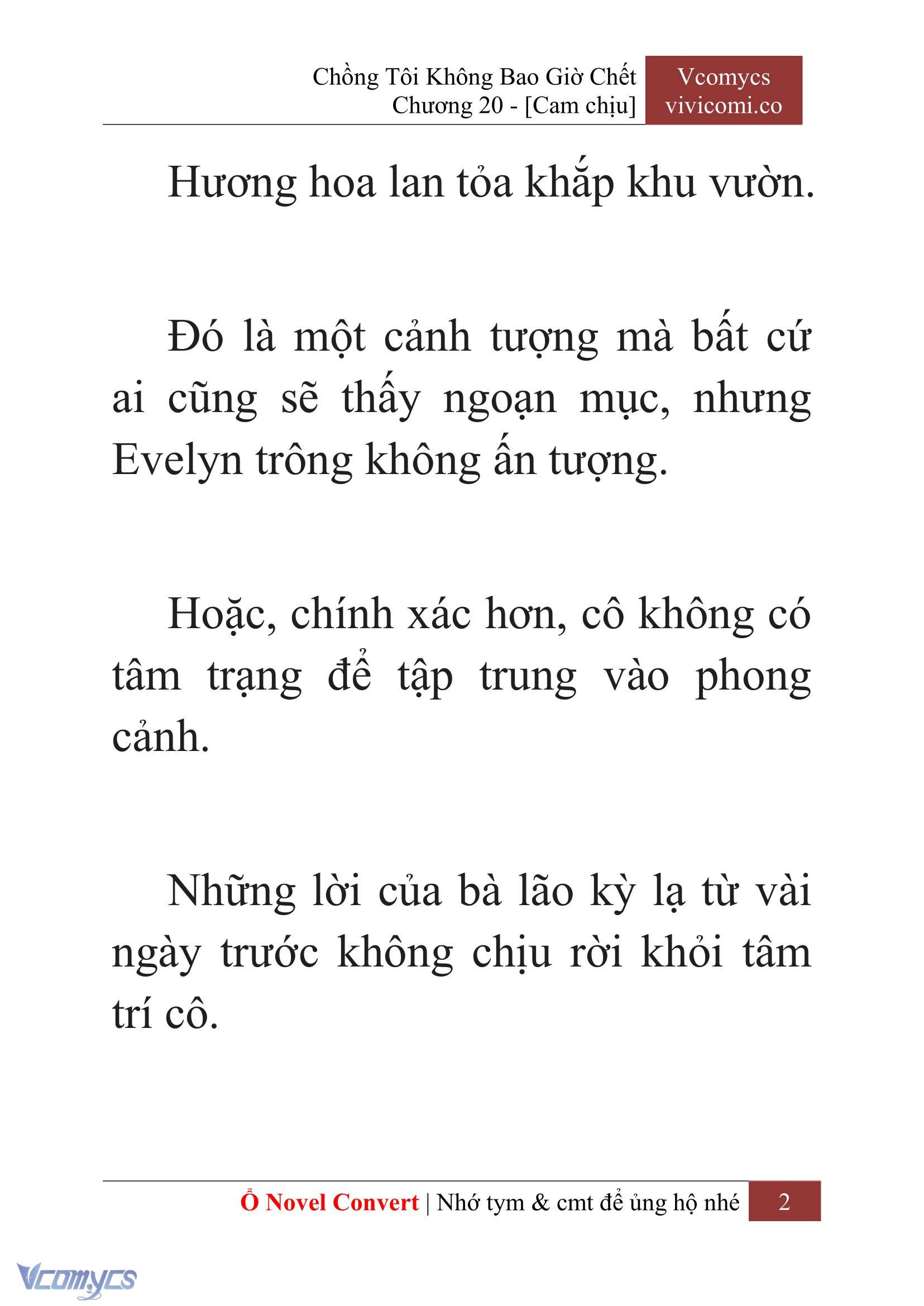 [Novel] Chồng Tôi Không Bao Giờ Chết Chap 20 - Trang 2