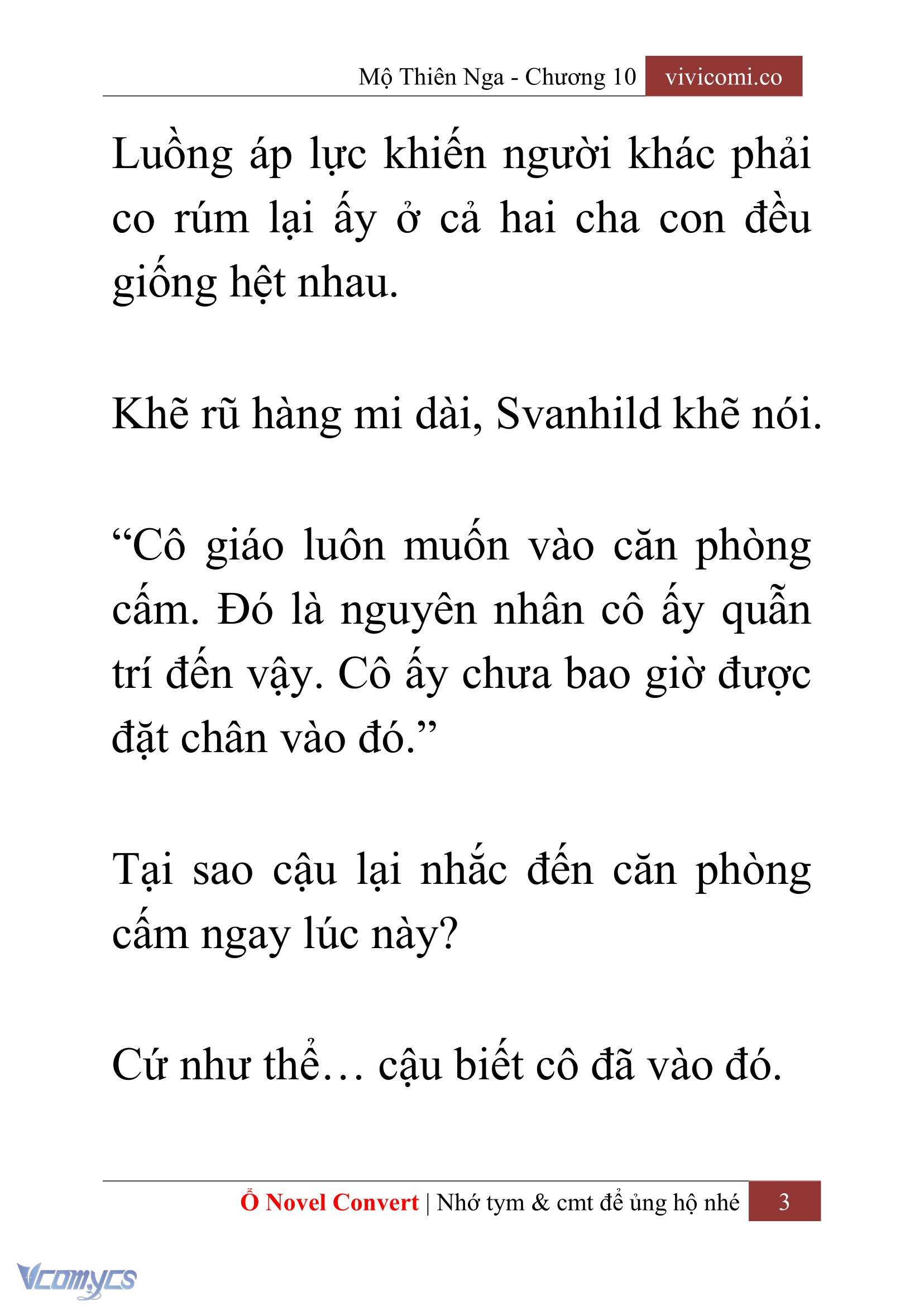 [Novel] Mộ Thiên Nga Chap 10 - Trang 2