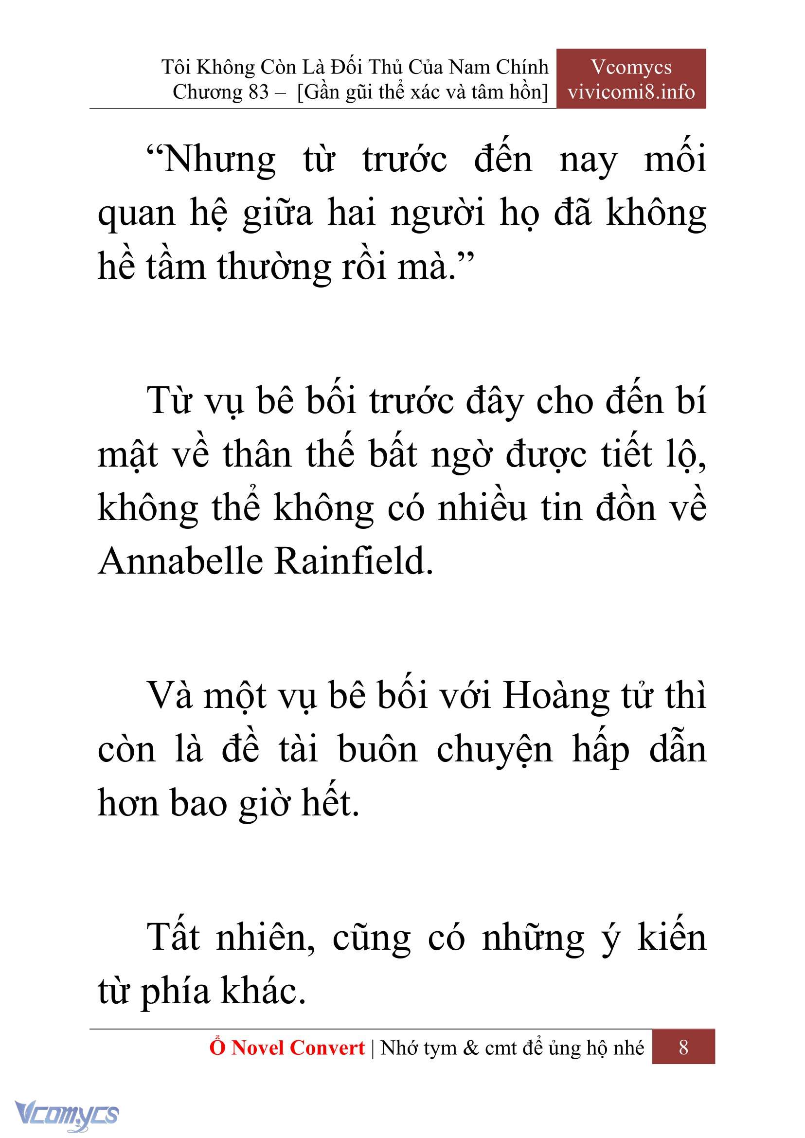 [Novel] Tôi Không Còn Là Đối Thủ Của Nam Chính Chap 83 - Trang 2
