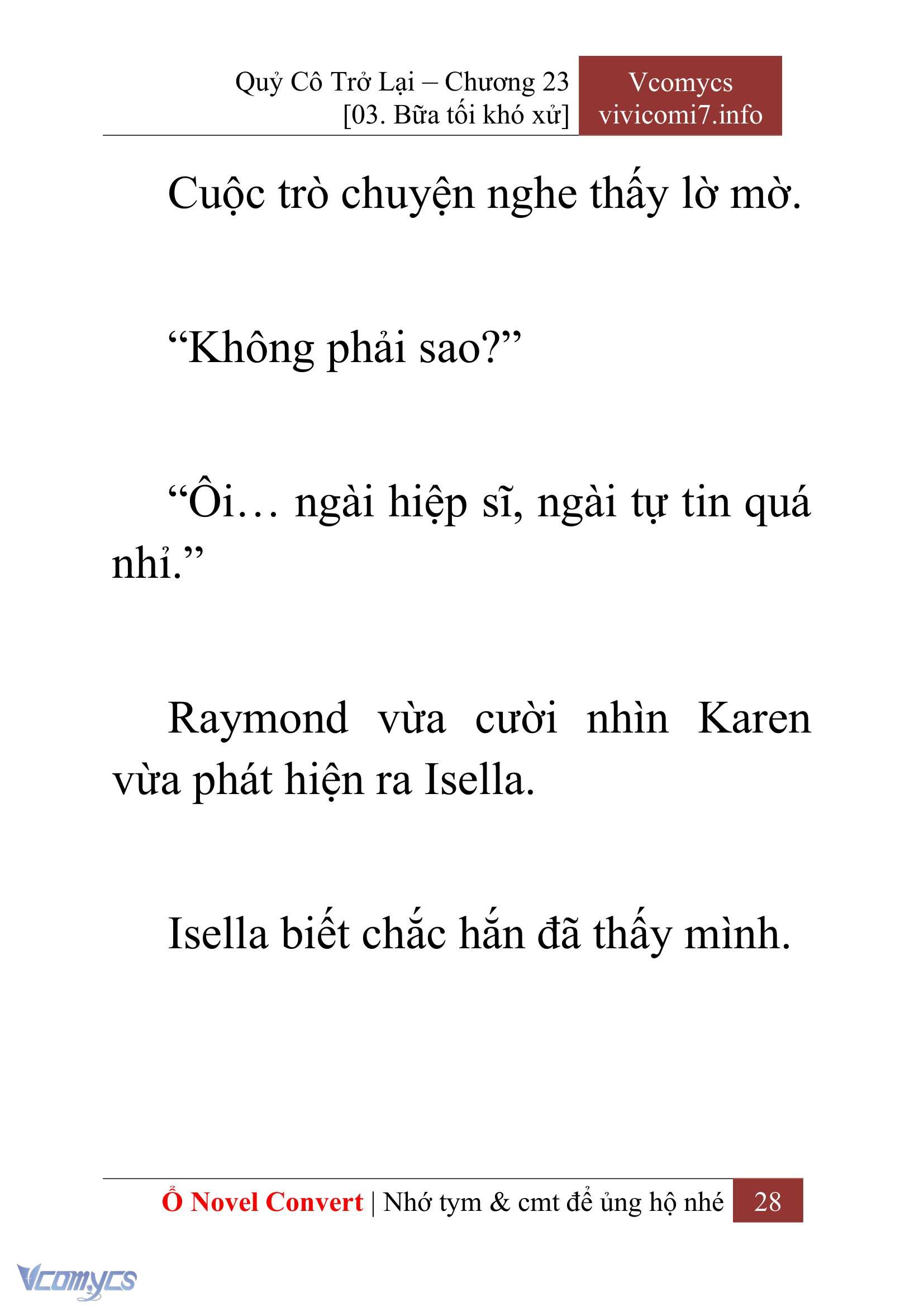 [Novel] Quý Cô Trở Lại Chap 23 - Next Chap 24