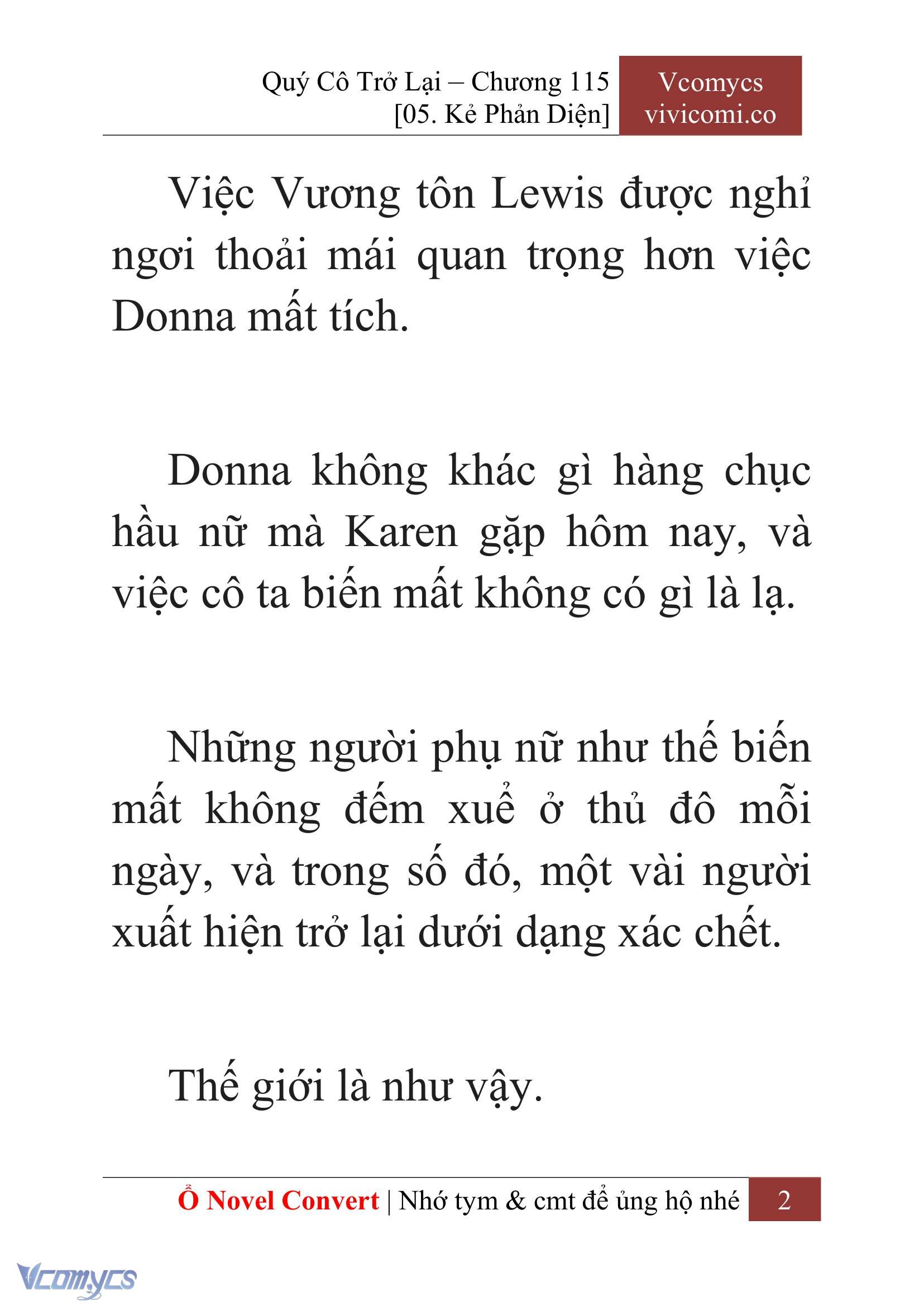 [Novel] Quý Cô Trở Lại Chap 115 - Trang 2