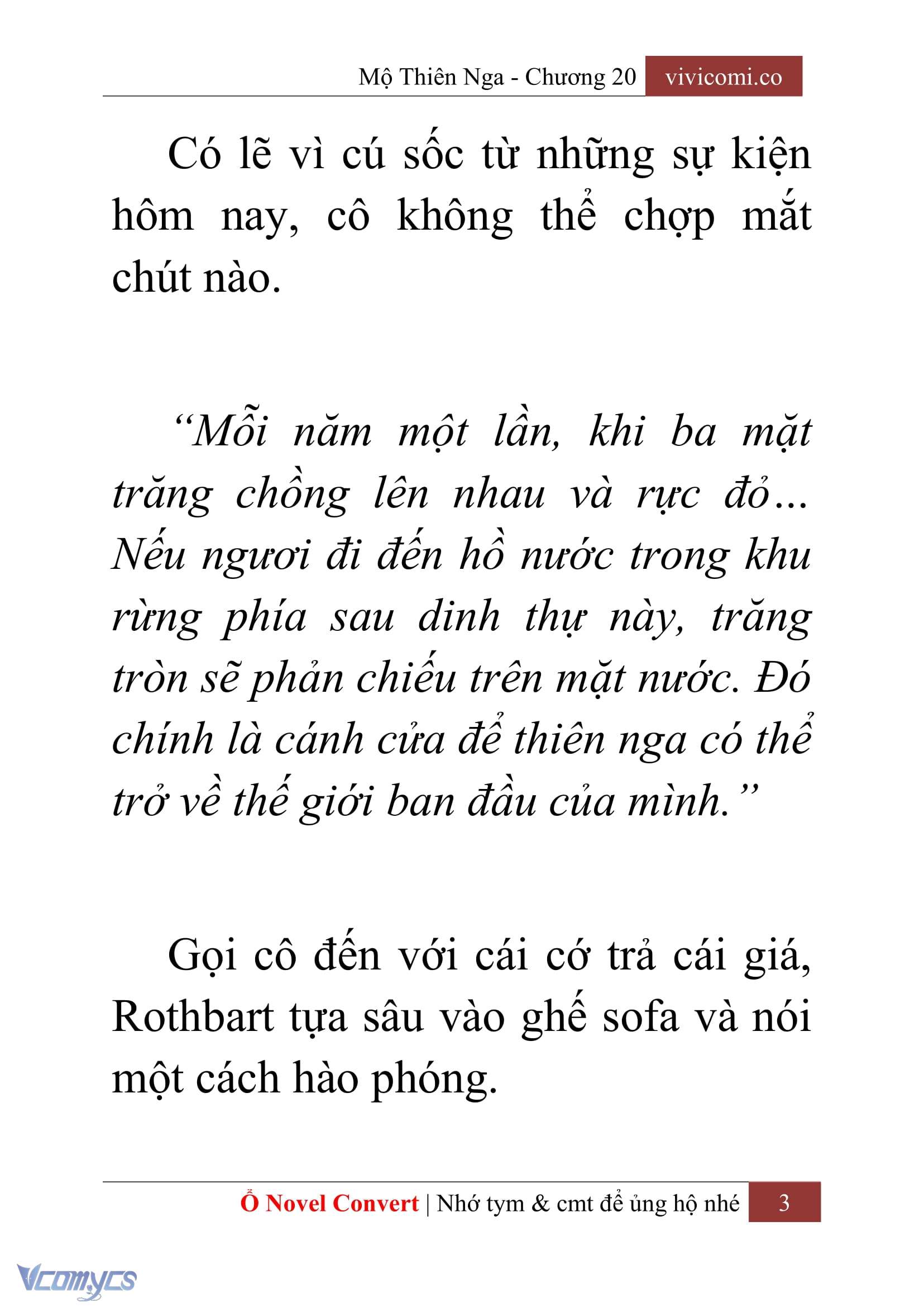 [Novel] Mộ Thiên Nga Chap 20 - Next 