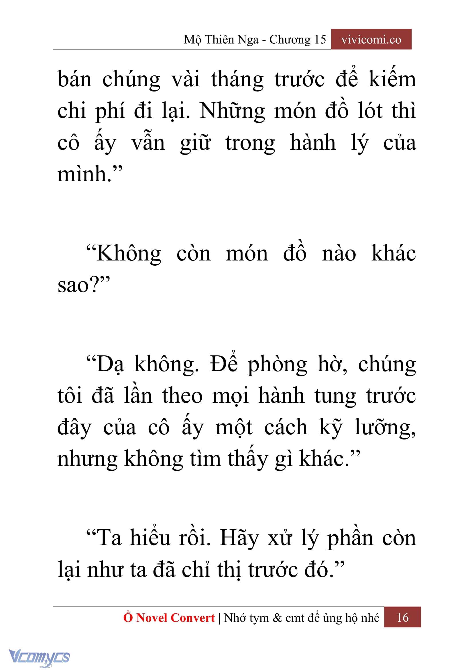 [Novel] Mộ Thiên Nga Chap 15 - Trang 2