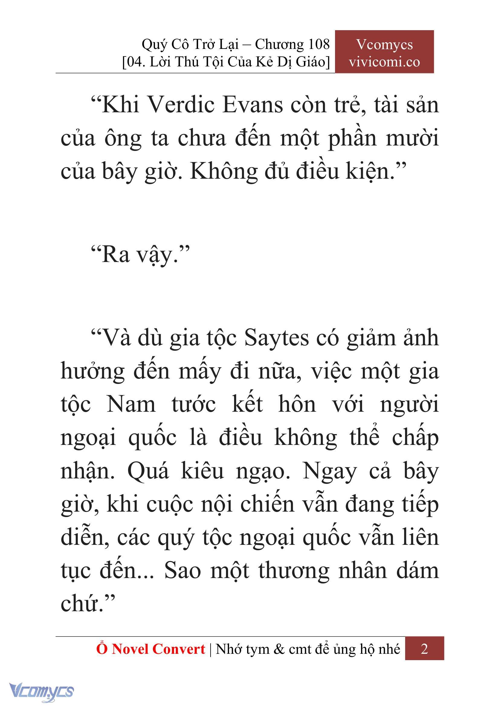 [Novel] Quý Cô Trở Lại Chap 108 - Trang 2