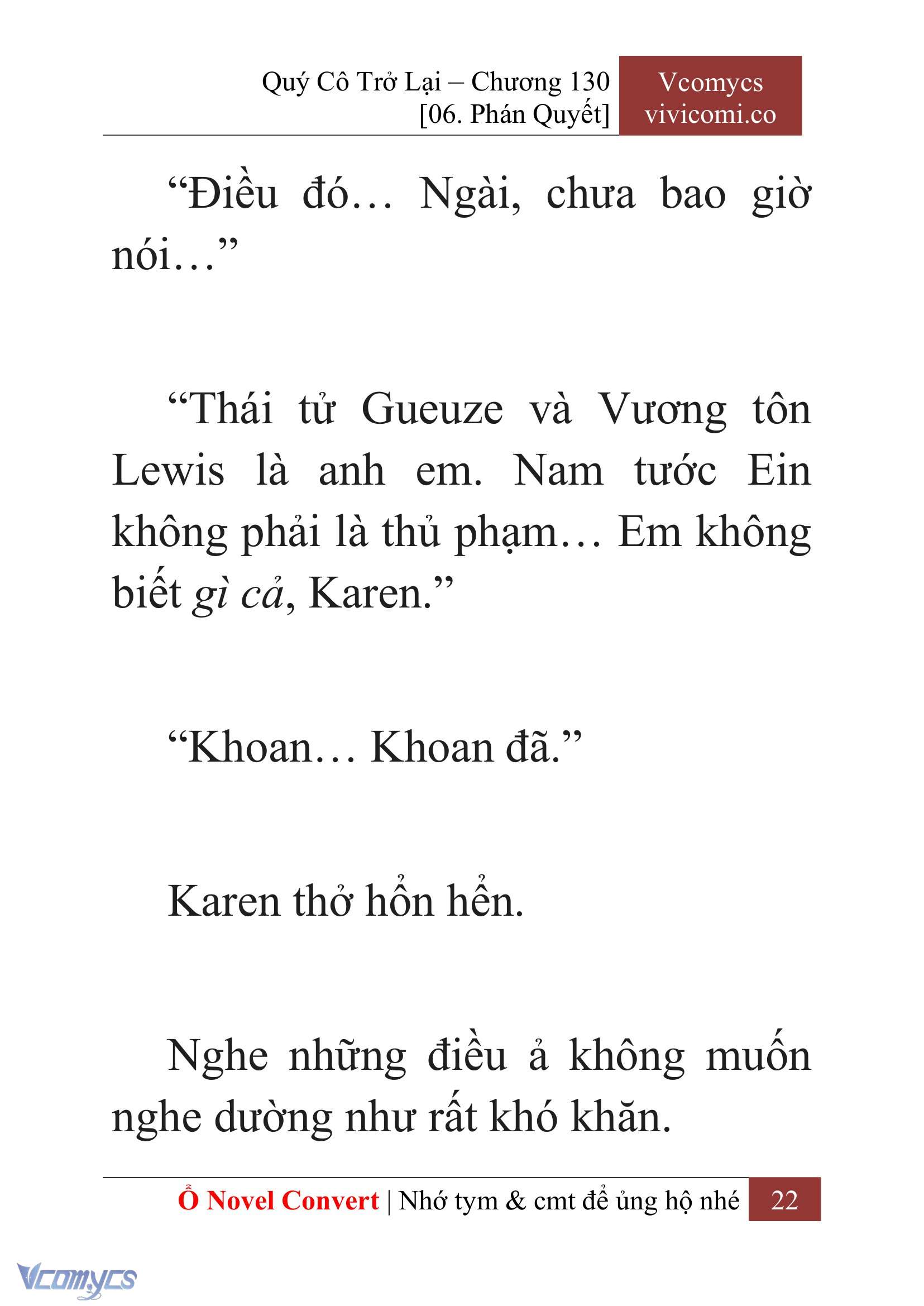 [Novel] Quý Cô Trở Lại Chap 130 - Next 